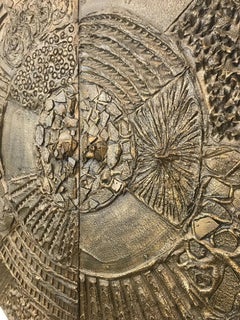 Paul Evans Brutalist Sculpted Bronze Wall Mounted Disc Bar