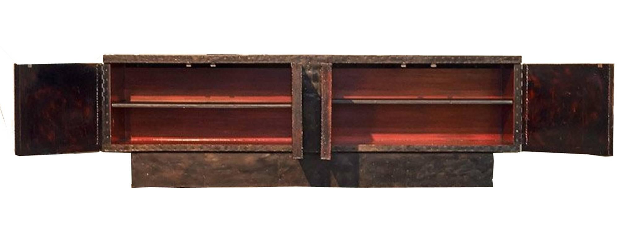 Polychromed  Paul Evans Brutalist  Welded Steel Cabinet, Model PE40A.