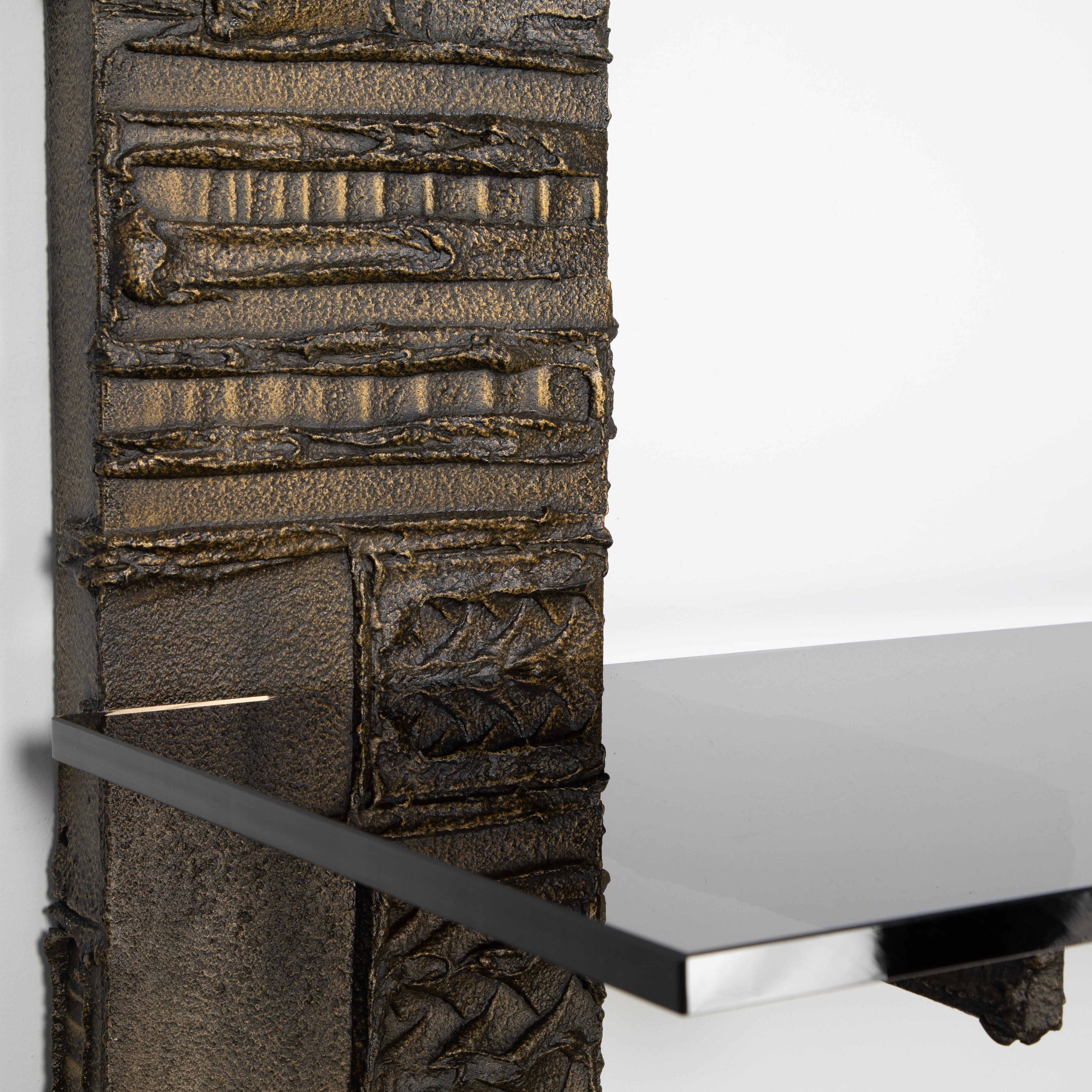Paul Evans Sculpted Metal Shelving Unit, 1974 For Sale 1