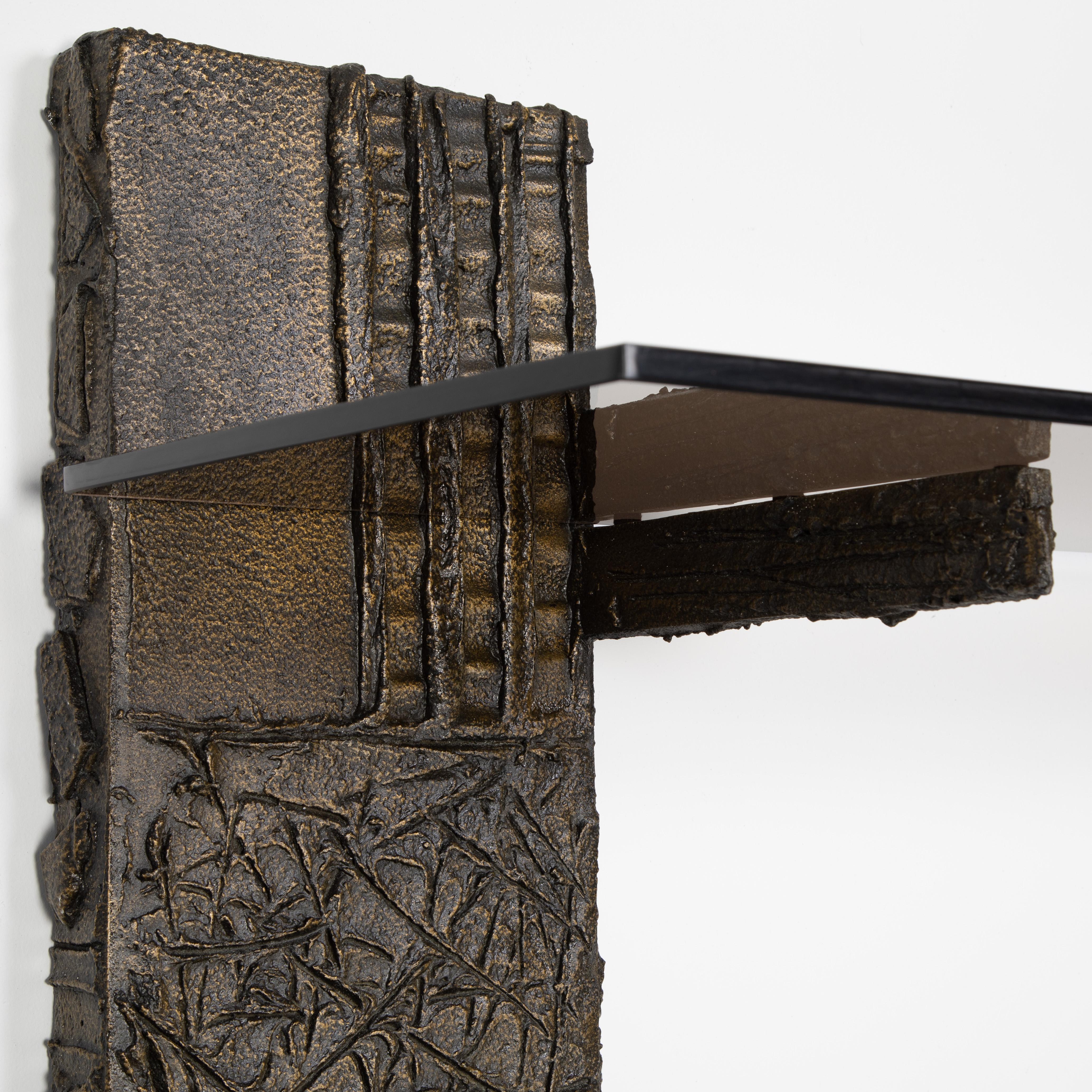 Late 20th Century Paul Evans Sculpted Metal Shelving Unit, 1974 For Sale