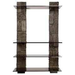 Paul Evans Sculpted Metal Shelving Unit, 1974