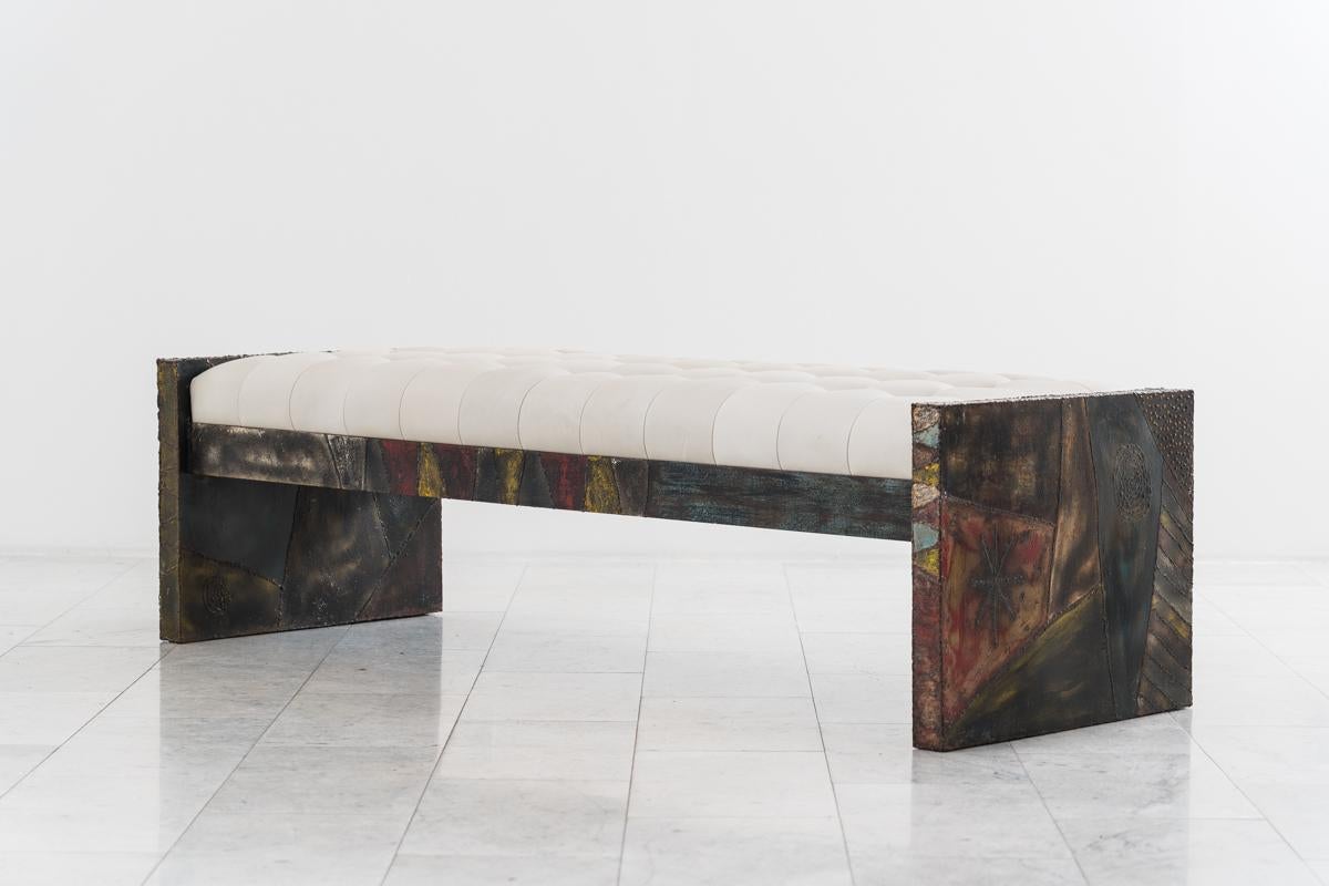 American Paul Evans, Sculpted Steel Bench, USA