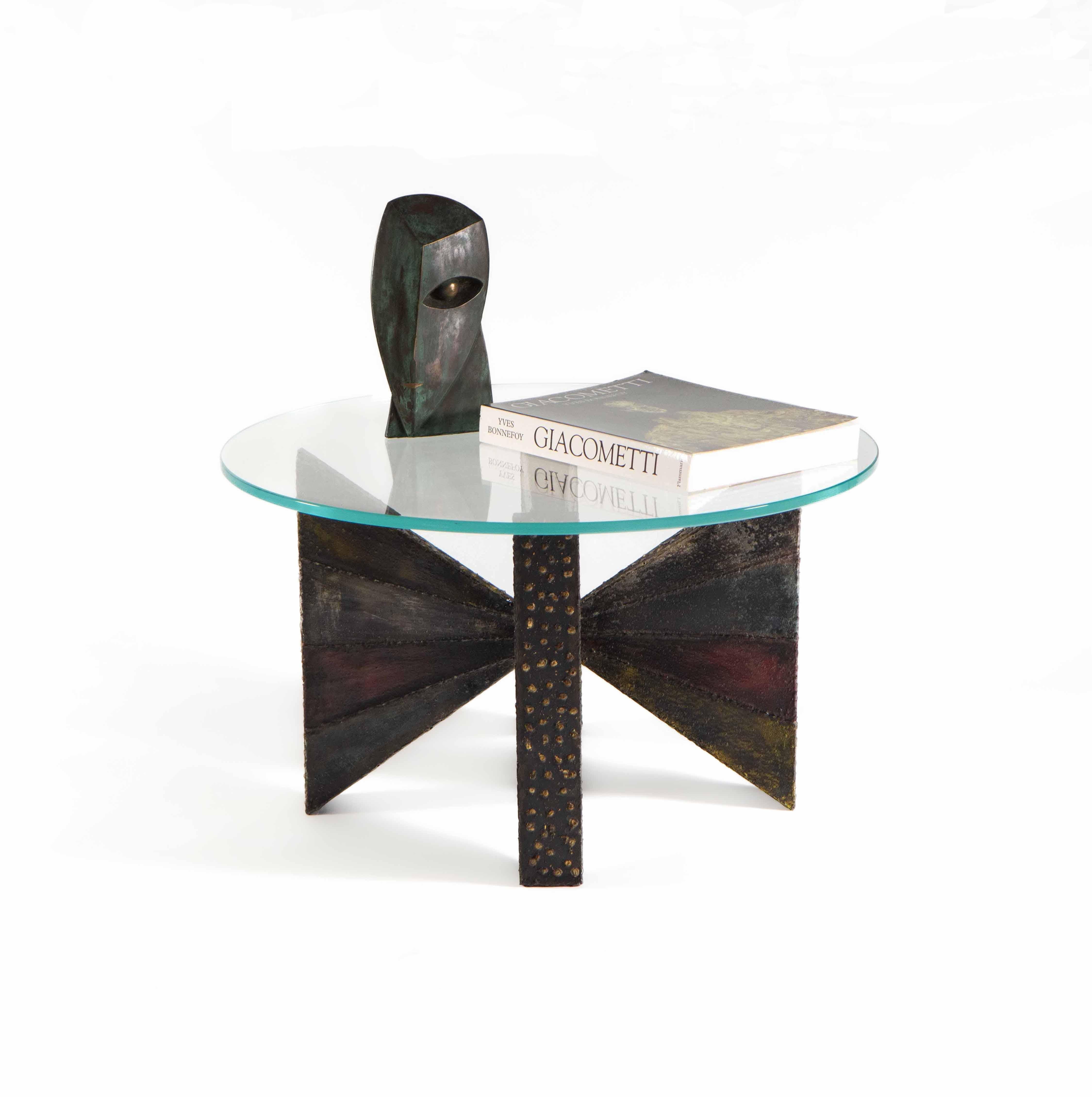 Brutalist Paul Evans Sculpted Steel & Polychrome Coffee Table Signed and Dated, 1967 For Sale