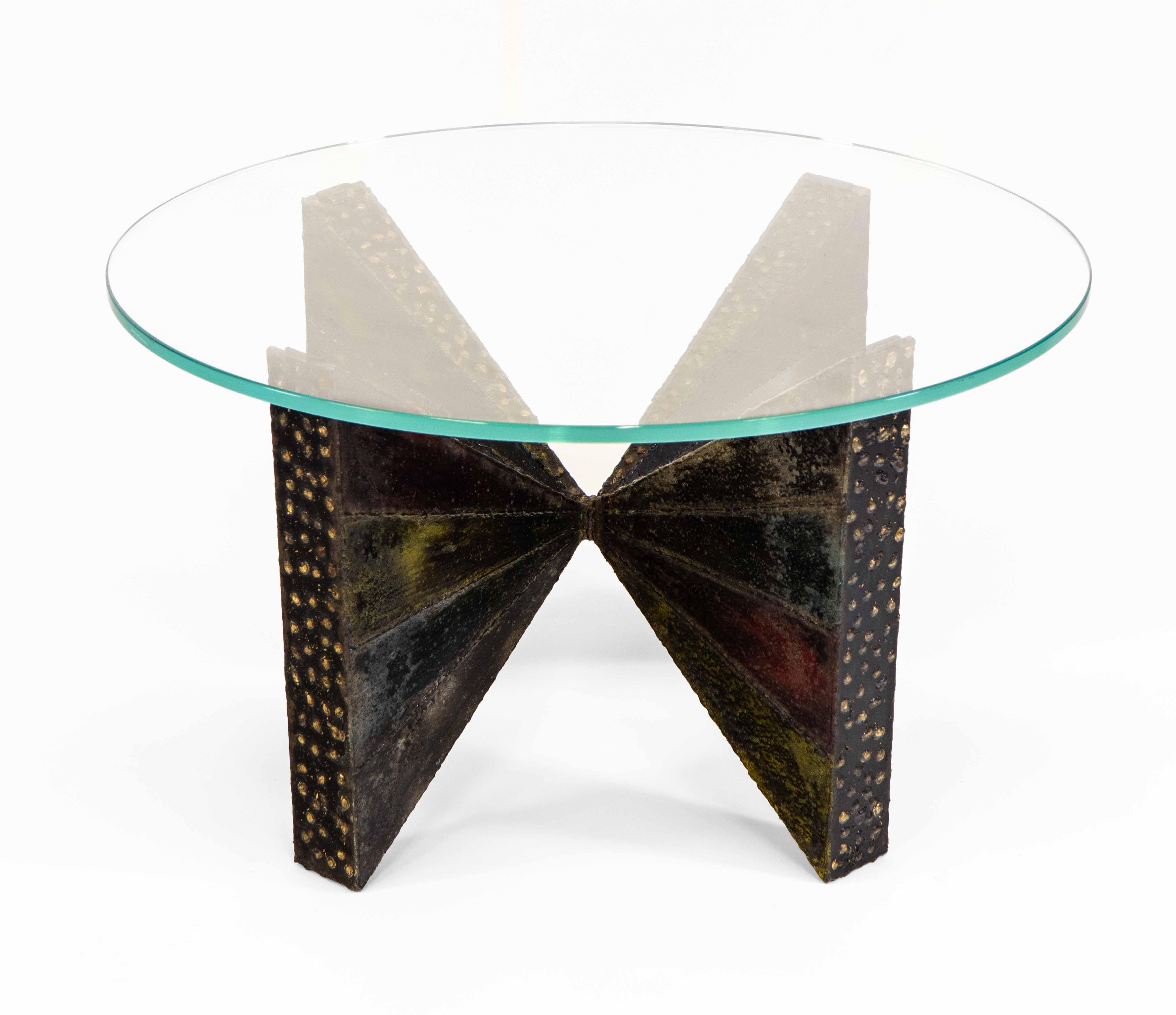 American Paul Evans Sculpted Steel & Polychrome Coffee Table Signed and Dated, 1967 For Sale