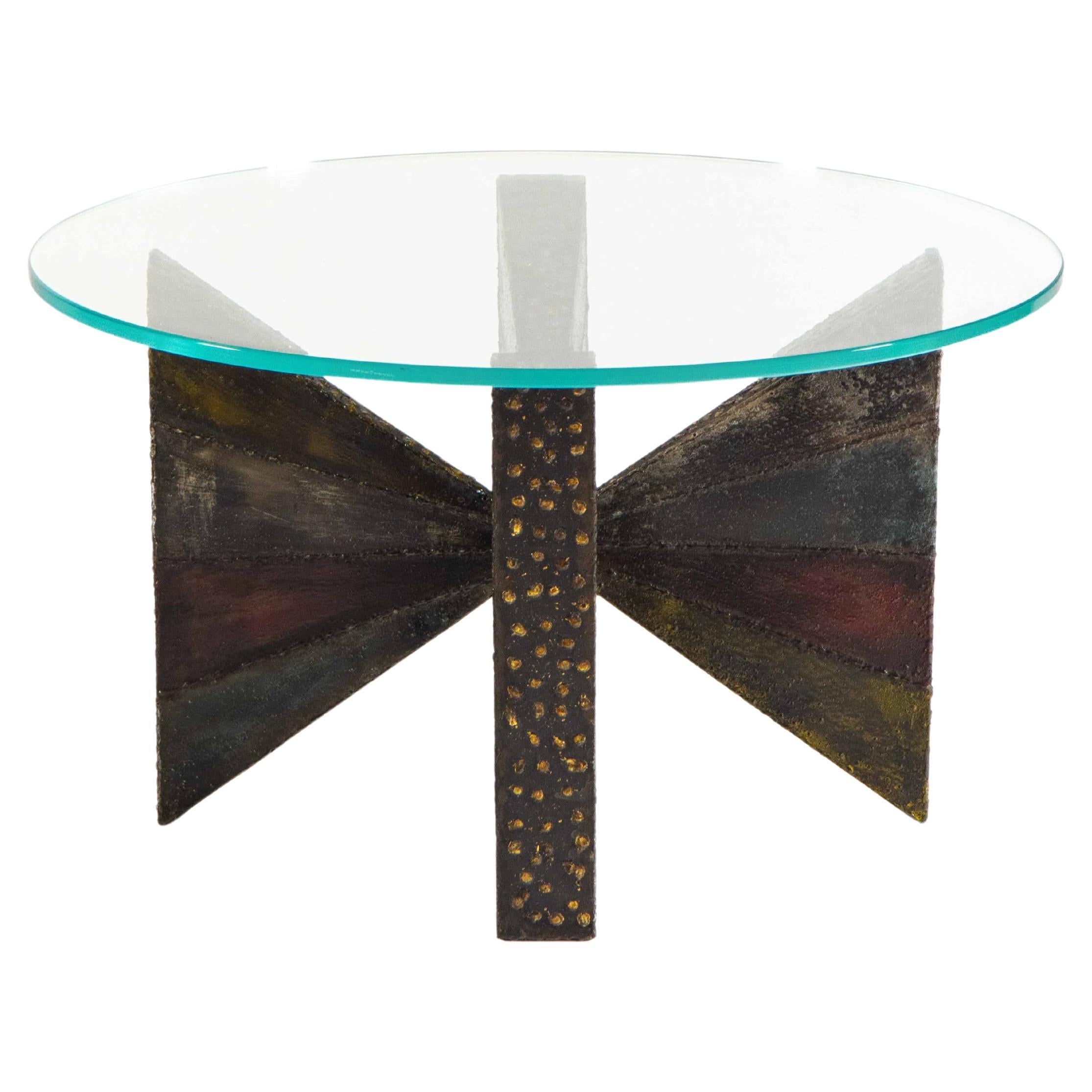 Paul Evans Sculpted Steel & Polychrome Coffee Table Signed and Dated, 1967 For Sale