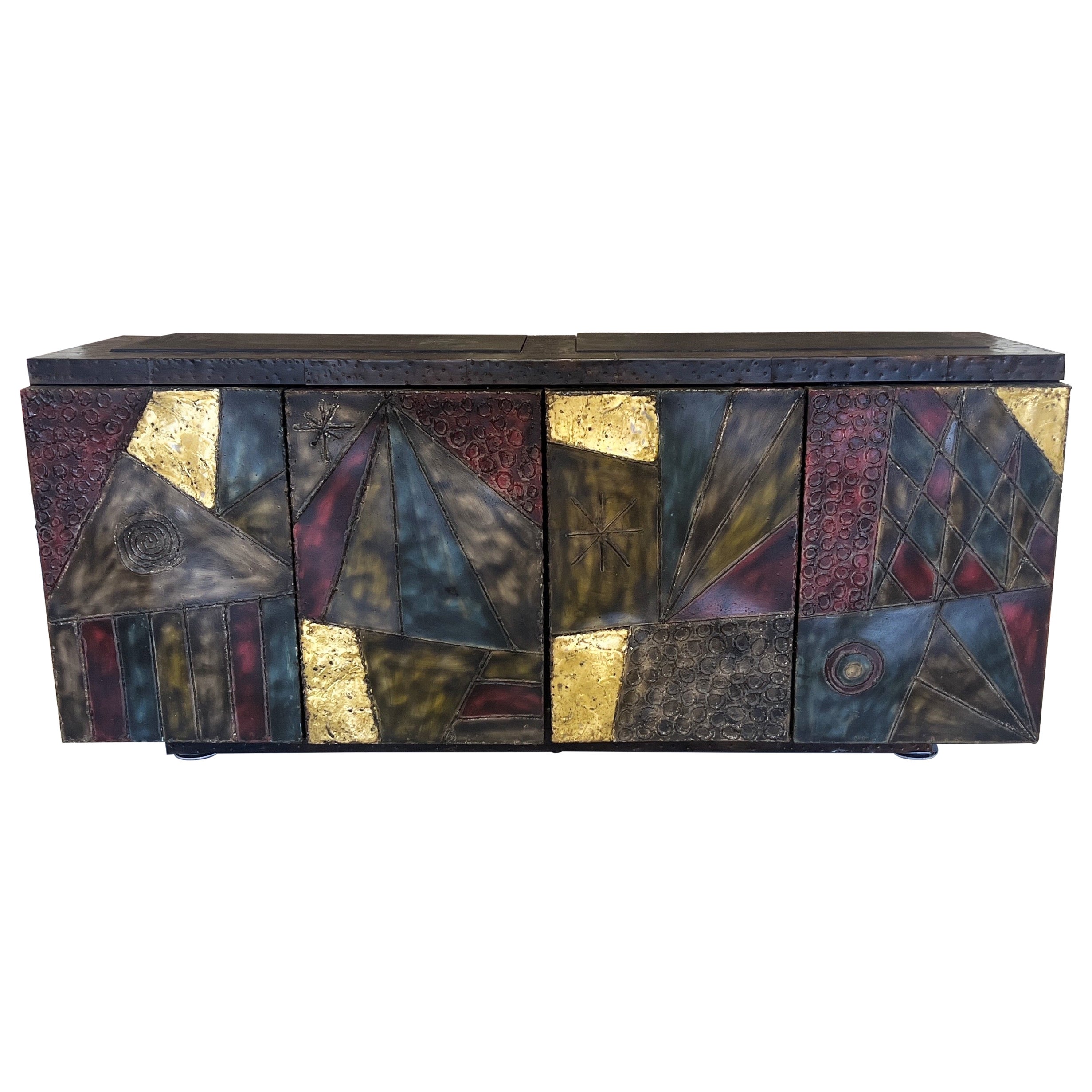 Paul Evans Sculptural Art Metal Cabinet Model 
PE-40A
, Signed 
Dated 1974