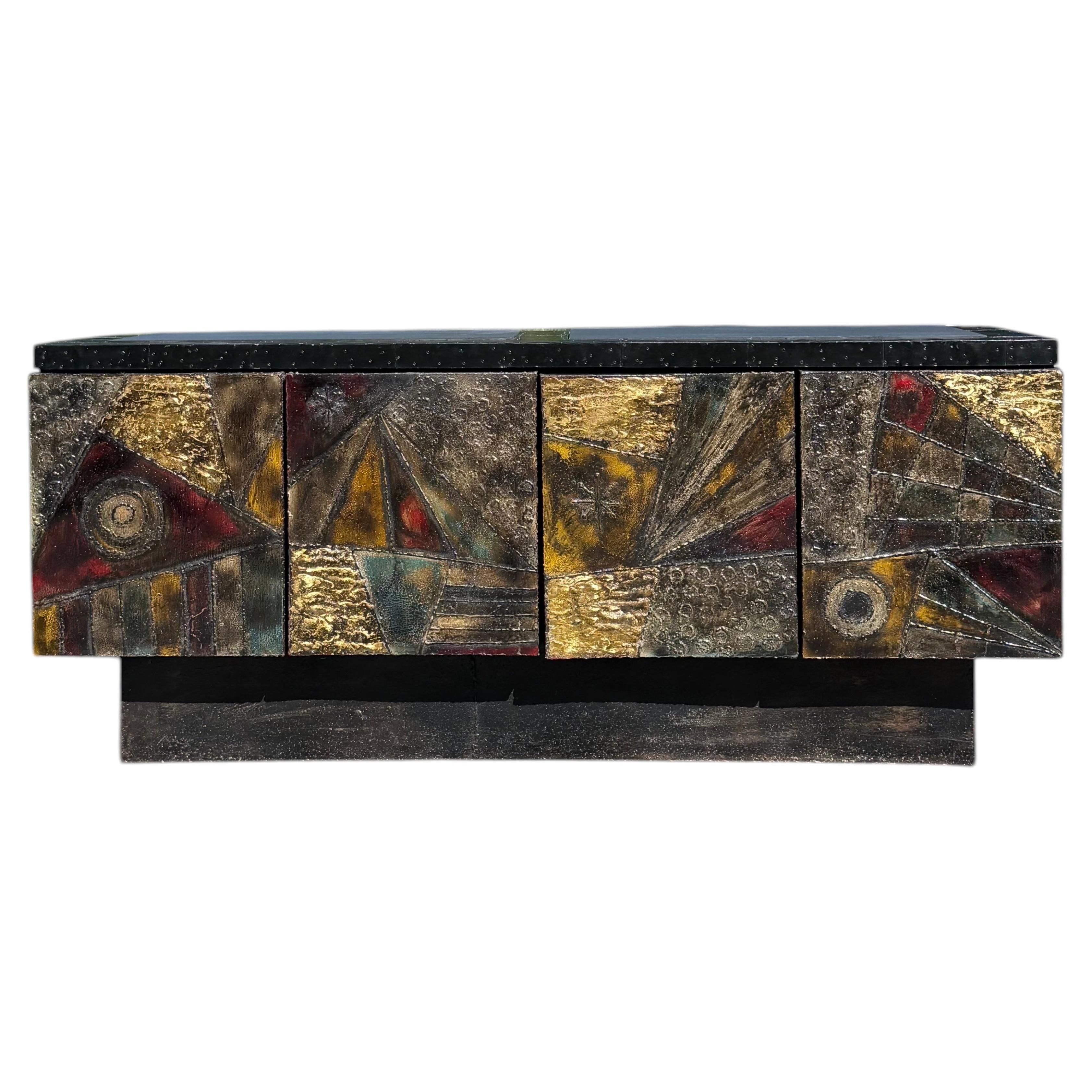 Paul Evans Sculptural Metal Cabinet Model PE-40, Signed & Dated 1969