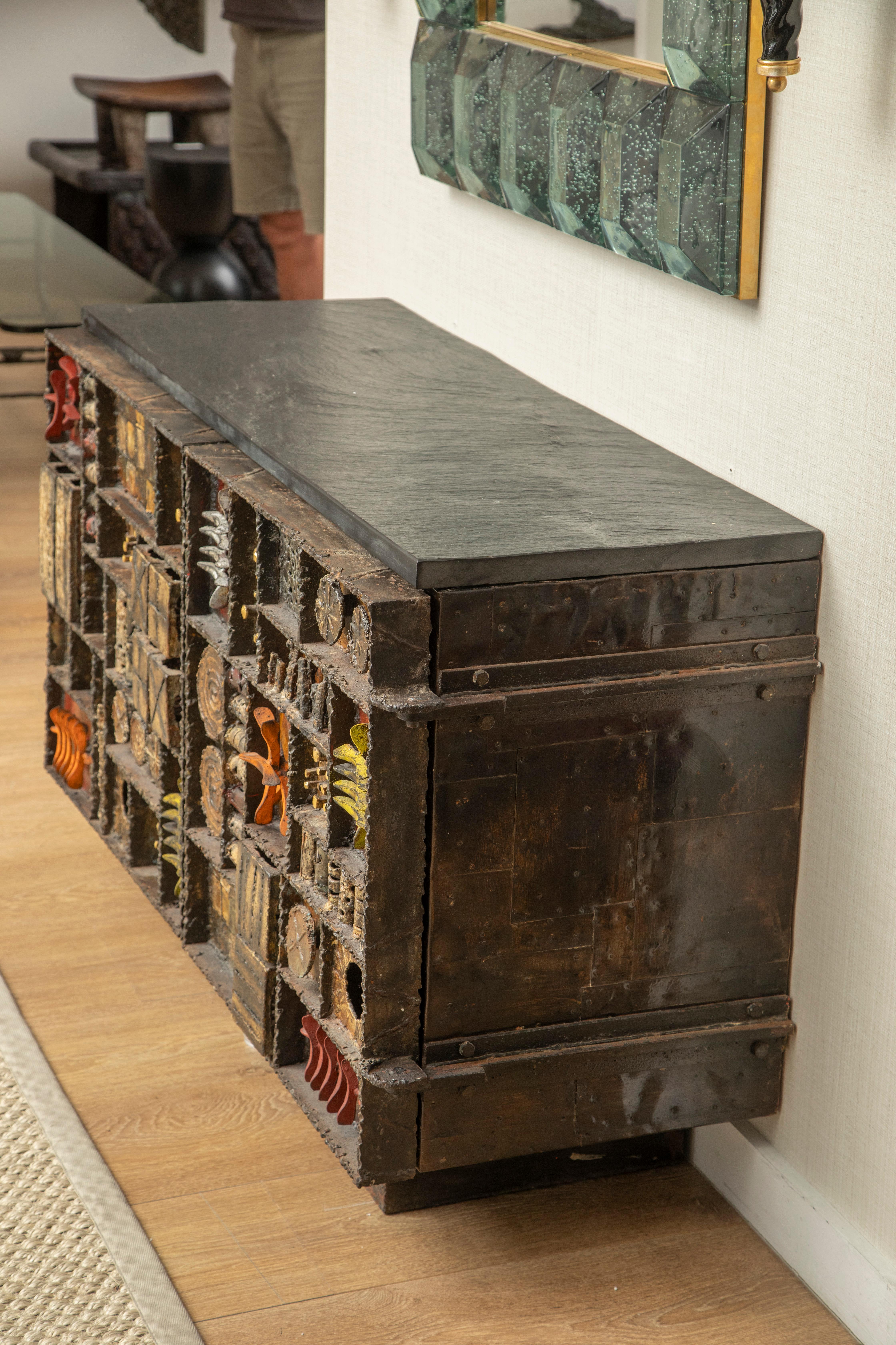 Forged Paul Evans Sculpture Front Cabinet USA, 1969
