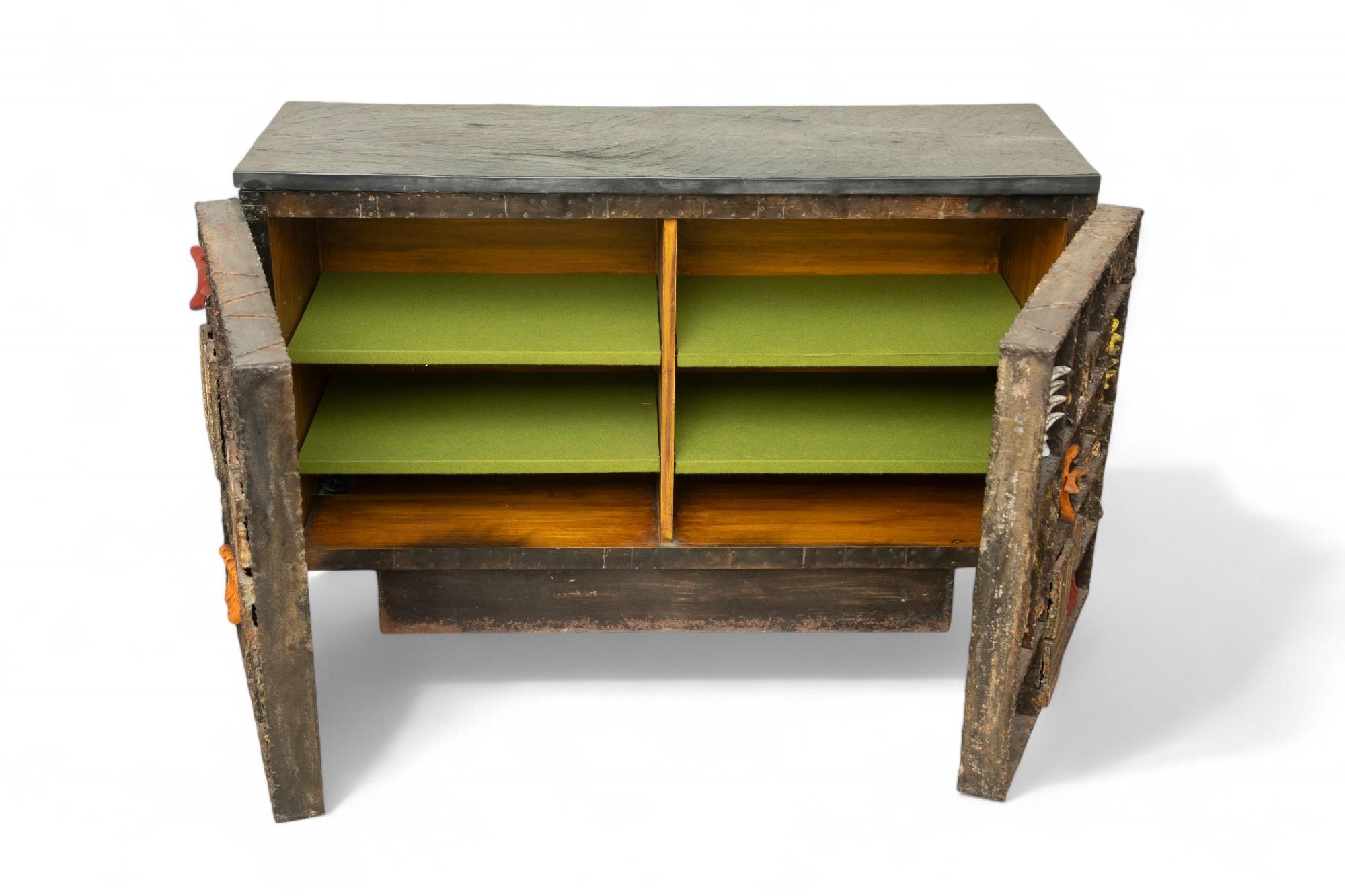 Metal Paul Evans Sculpture Front Cabinet USA, 1969