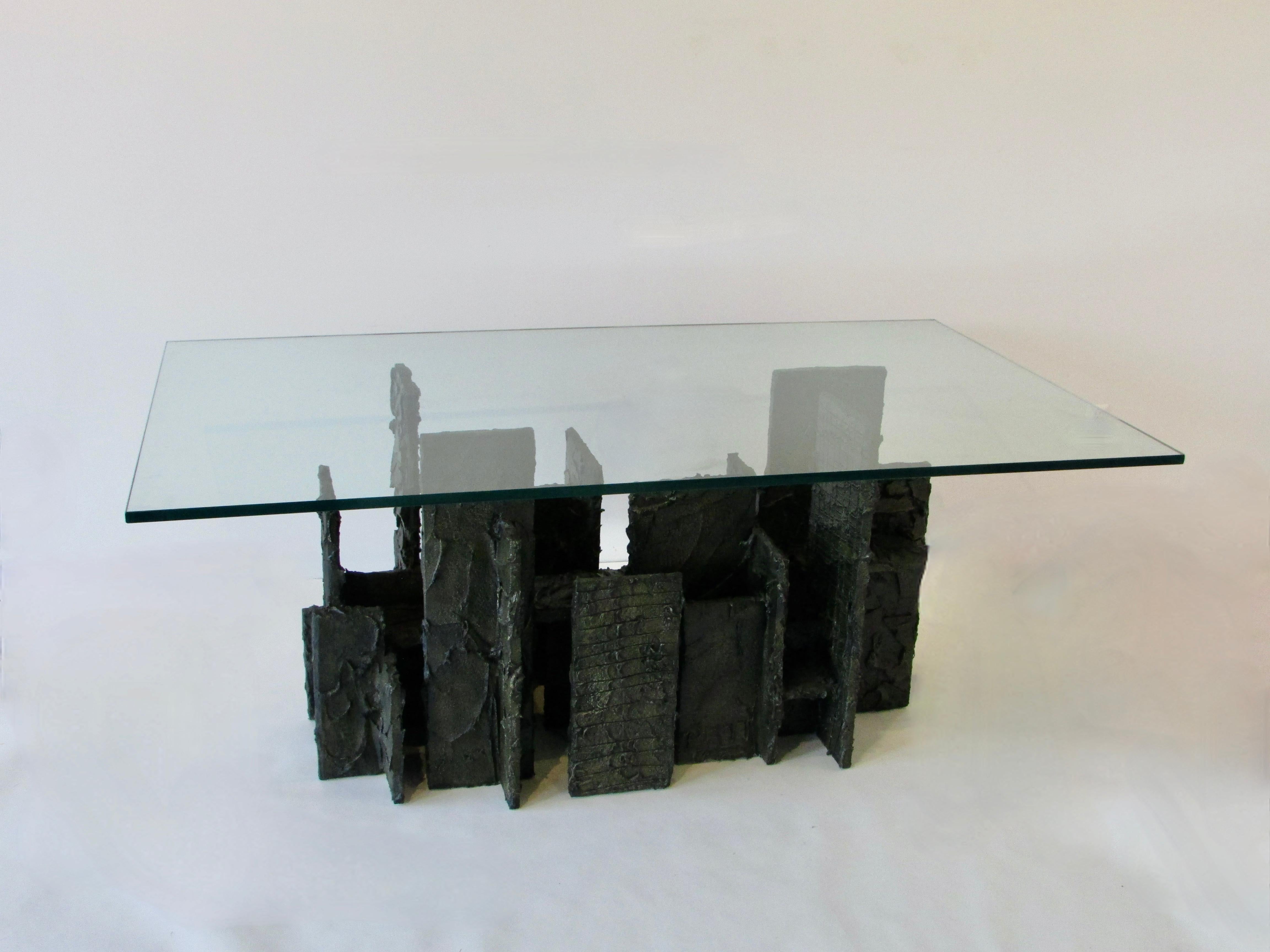 Paul Evans Scuplted Bronze Gesso Brutalist Skyline Dining Table Signed PE 77 For Sale 1