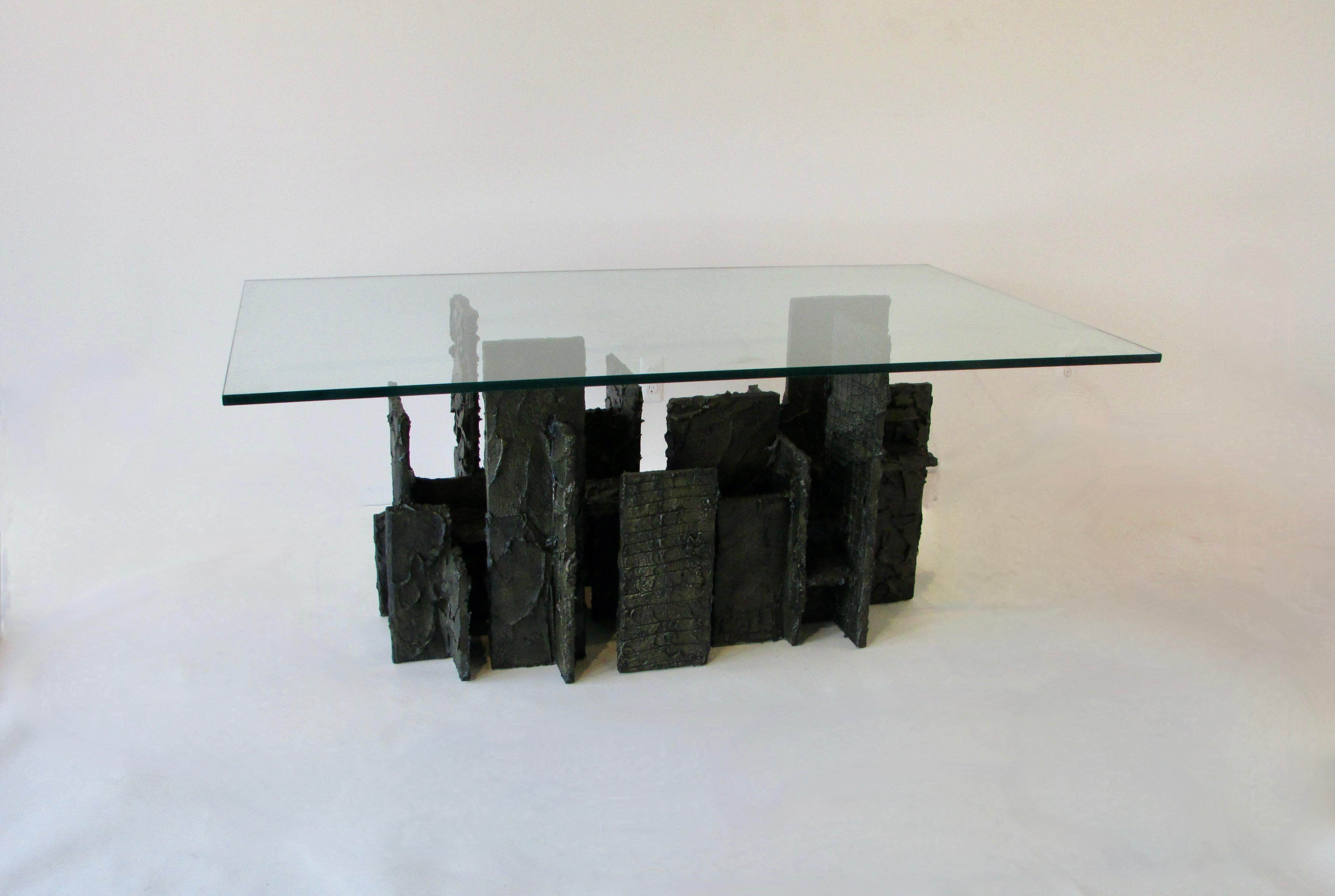 Table de salle à manger Skyline brutaliste en bronze sculpté et gesso signée Paul Evans, PE 77 en vente 4