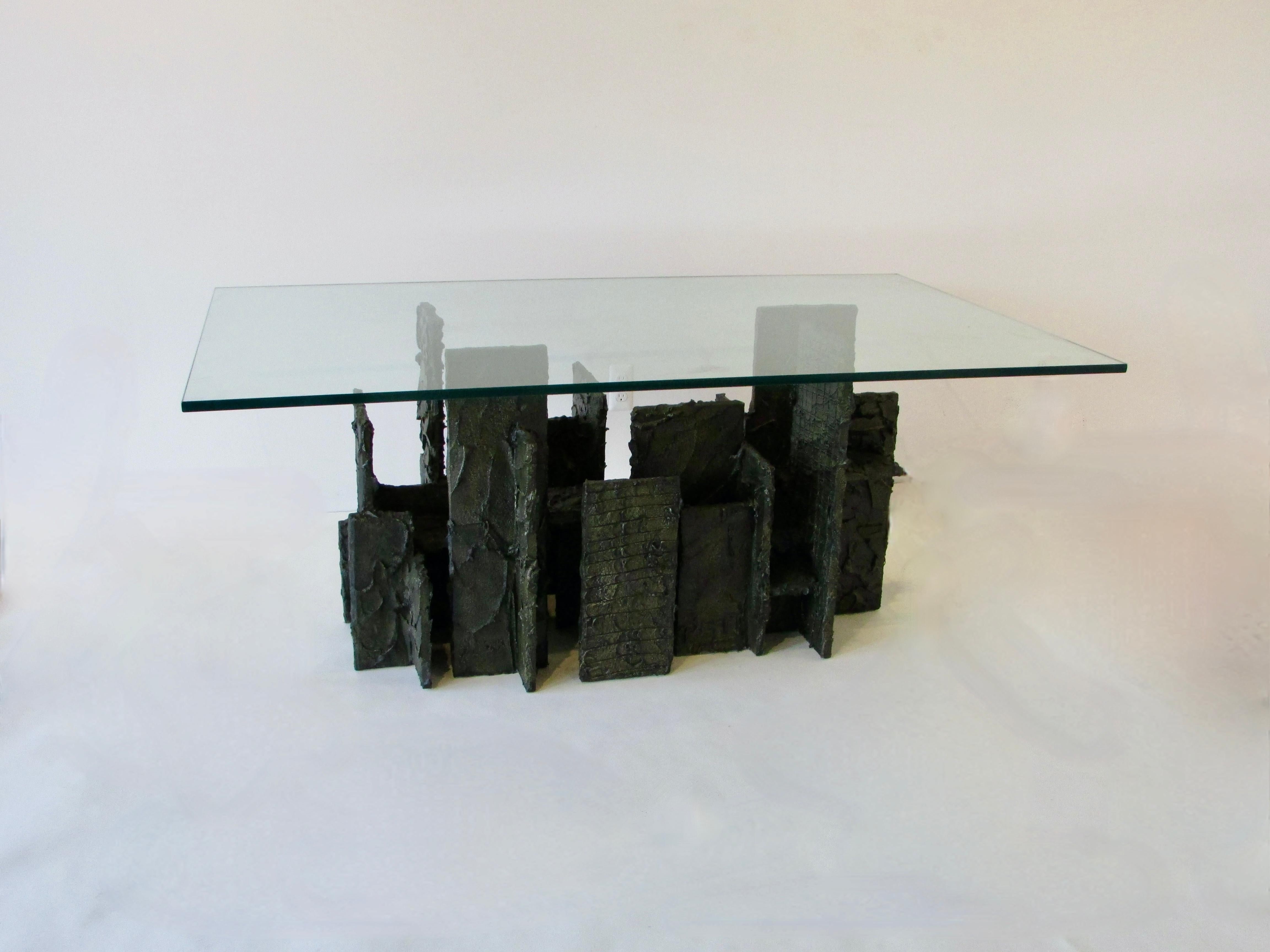 Table de salle à manger Skyline brutaliste en bronze sculpté et gesso signée Paul Evans, PE 77 en vente 5