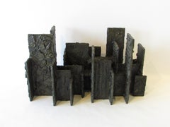 Paul Evans Tavolo da pranzo brutalista Skyline in bronzo gesso firmato PE 77