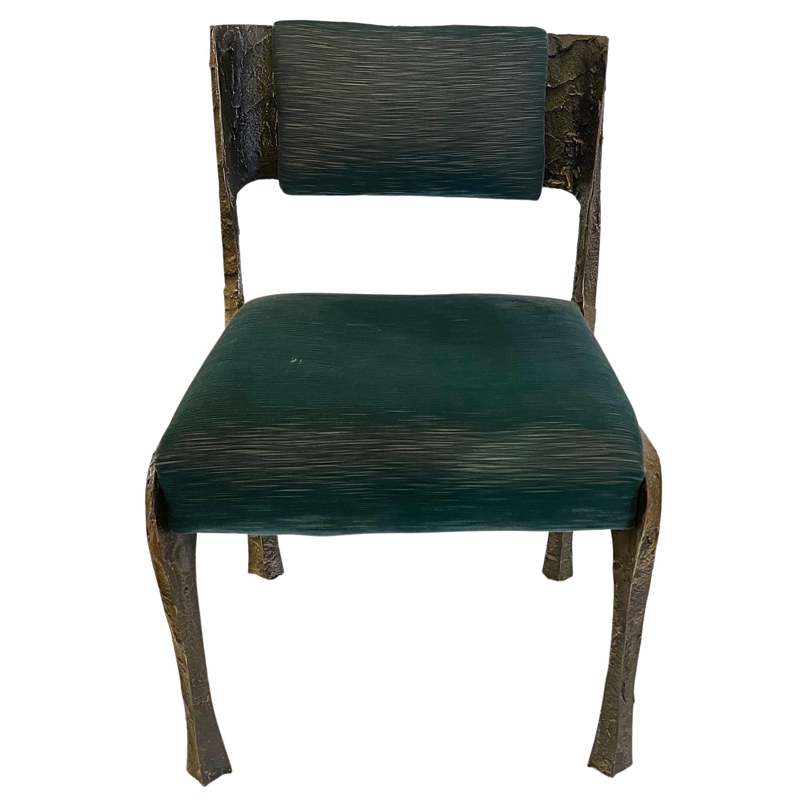Paul Evans Set of 6 Dining Chairs PE-105/106 in Sculpted Bronze & Velvet For Sale 1