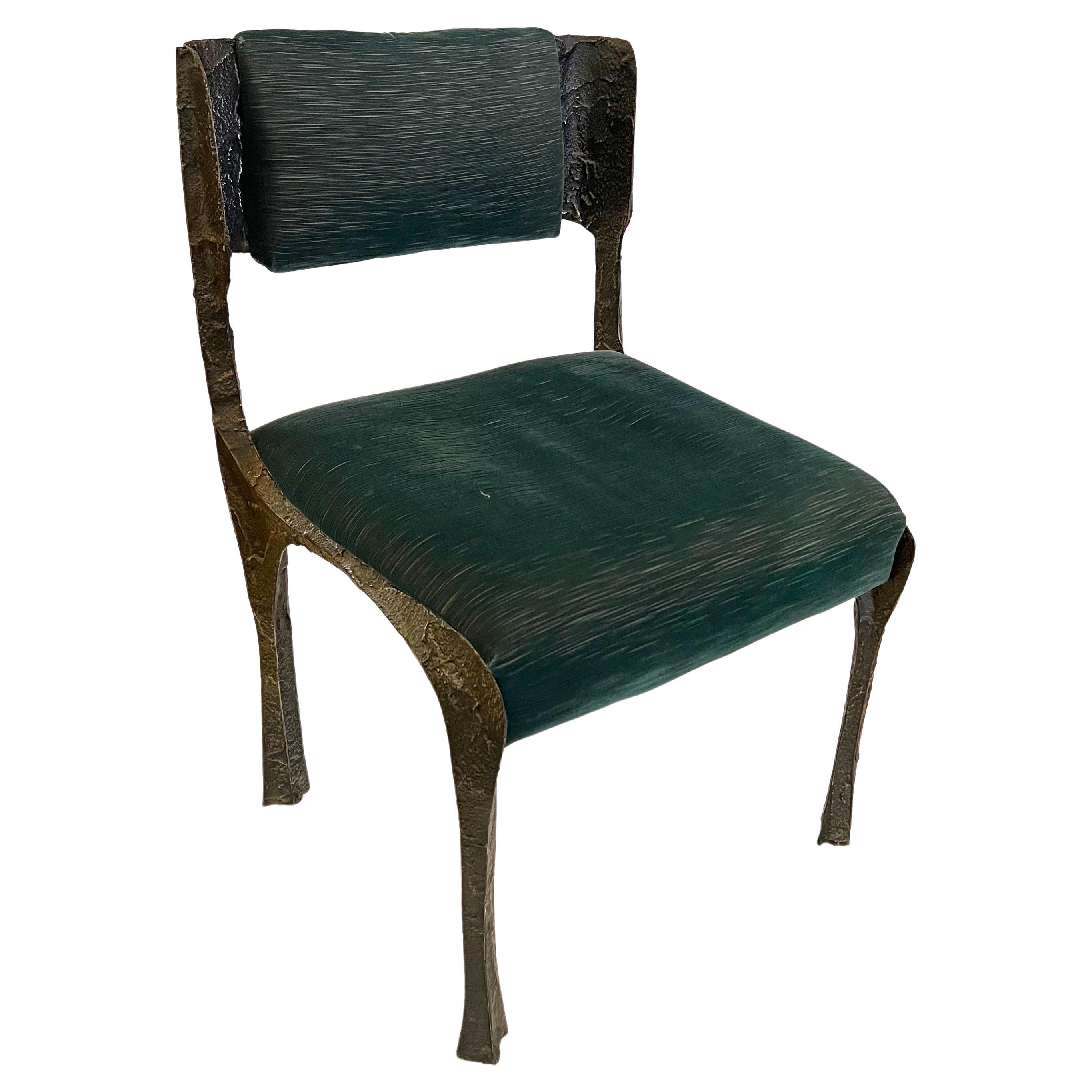 Paul Evans Set of 6 Dining Chairs PE-105/106 in Sculpted Bronze & Velvet For Sale 3