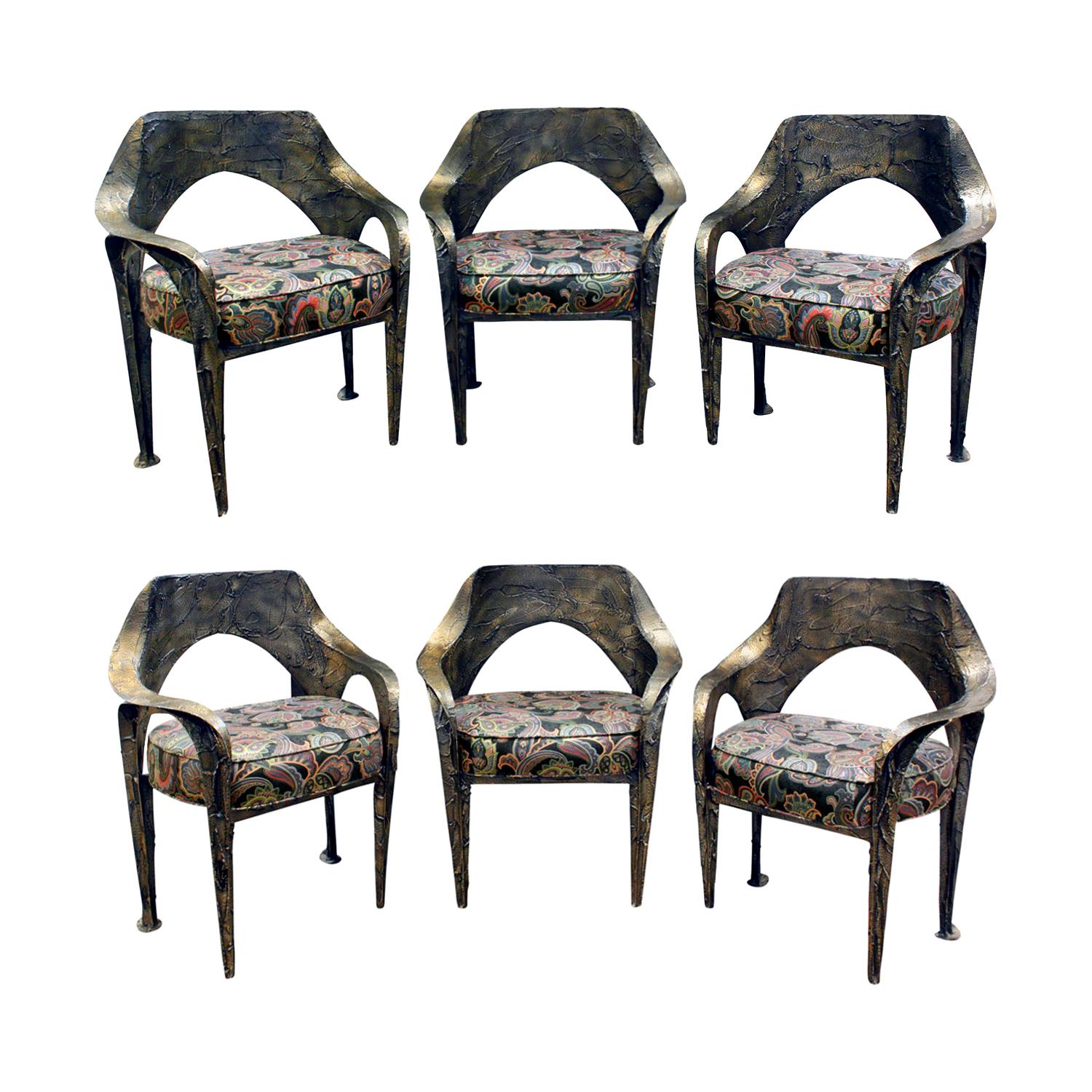 Paul Evans Set of 6 Rare and Important Dining Chairs, 1969 'Signed'