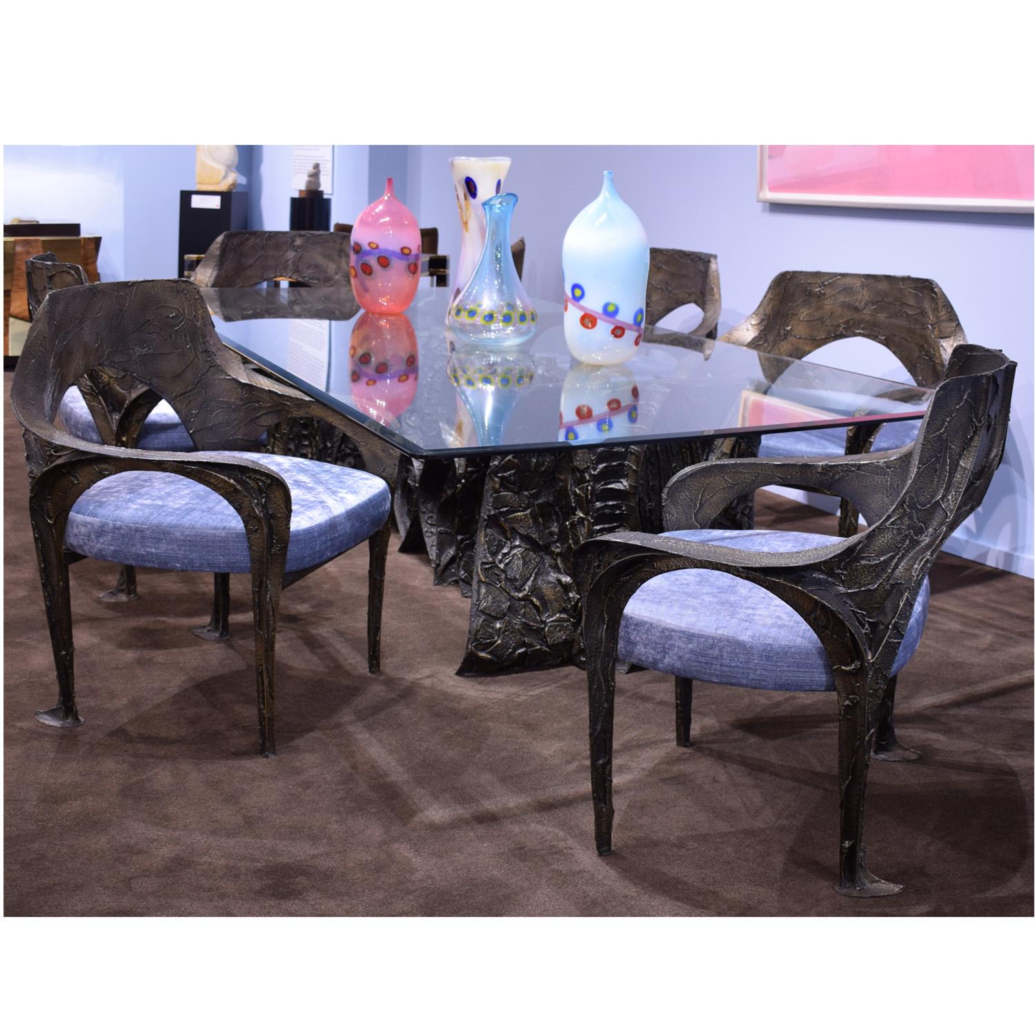 Paul Evans Set of 6 Rare Sculpted Bronze Dining Chairs 1969 'Signed and Dated' 6