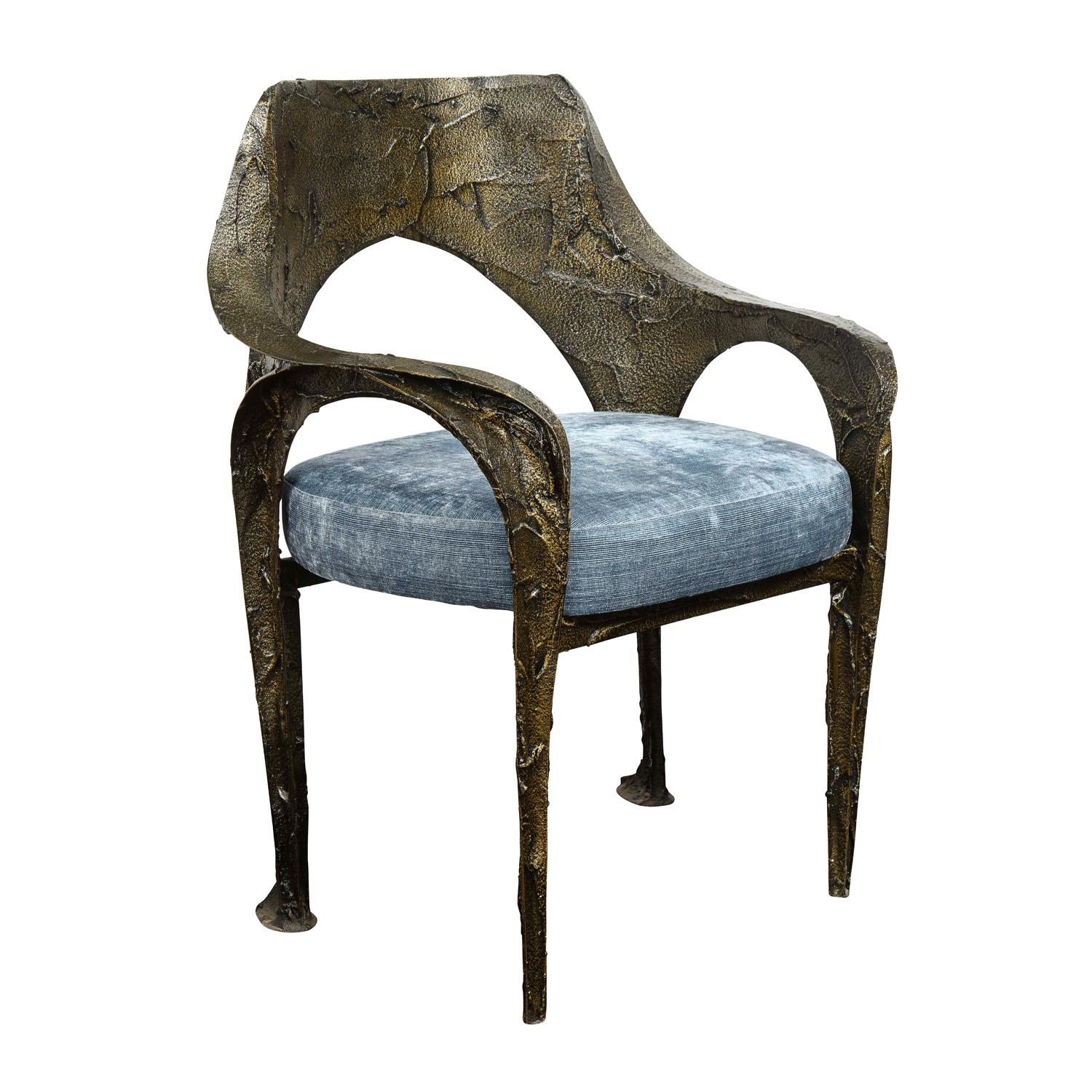 American Paul Evans Set of 6 Rare Sculpted Bronze Dining Chairs 1969 'Signed and Dated'