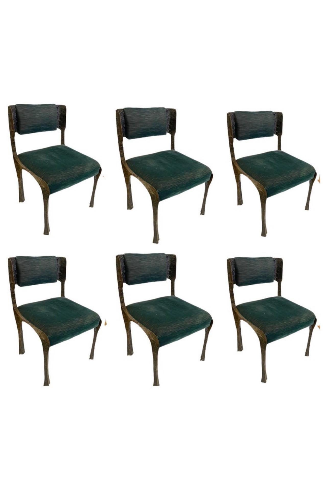 Paul Evans Set of 8 Dining Chairs Brutalist in Bronze In Good Condition In San Diego, CA