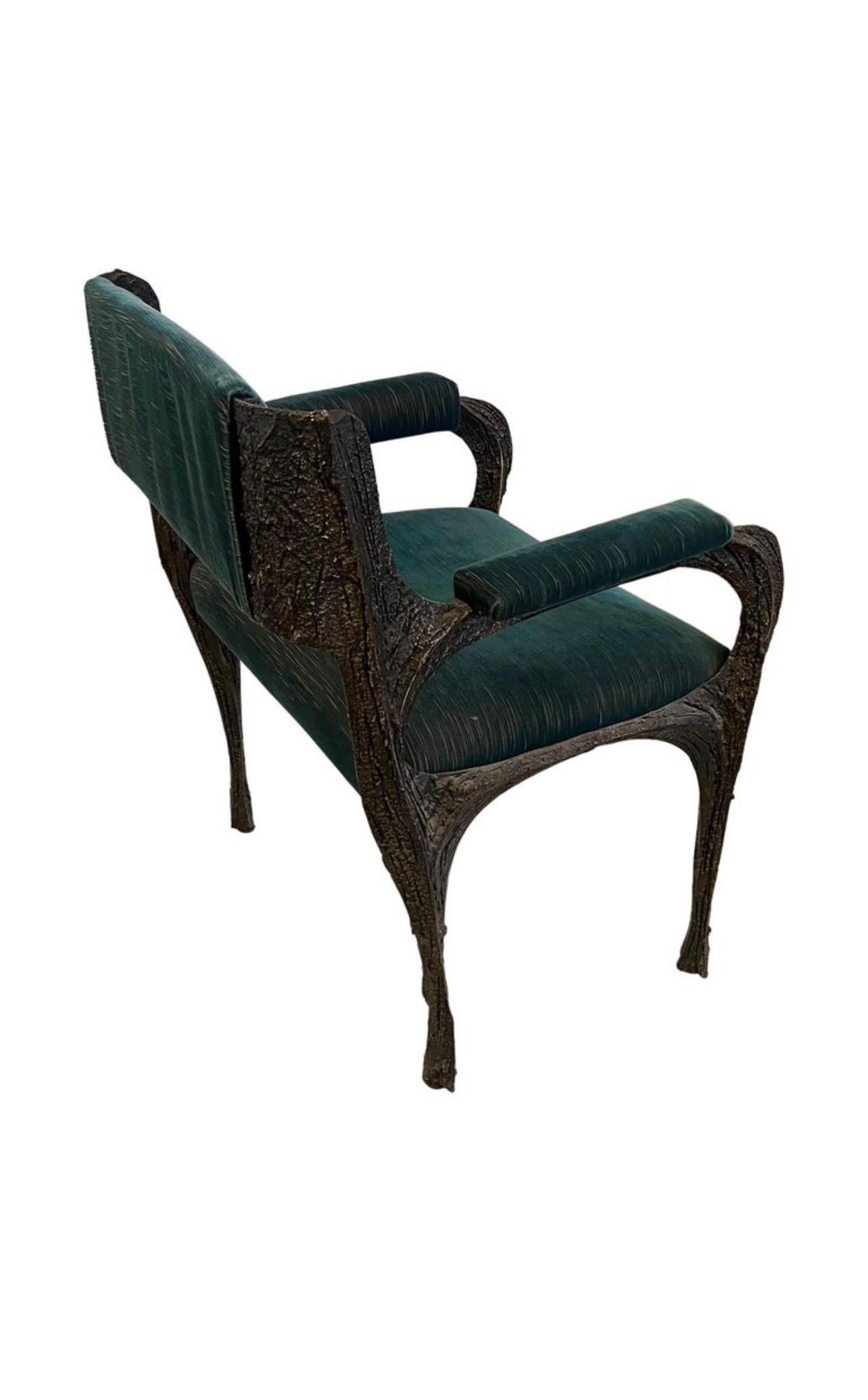 20th Century Paul Evans Set of 8 Dining Chairs Brutalist in Bronze