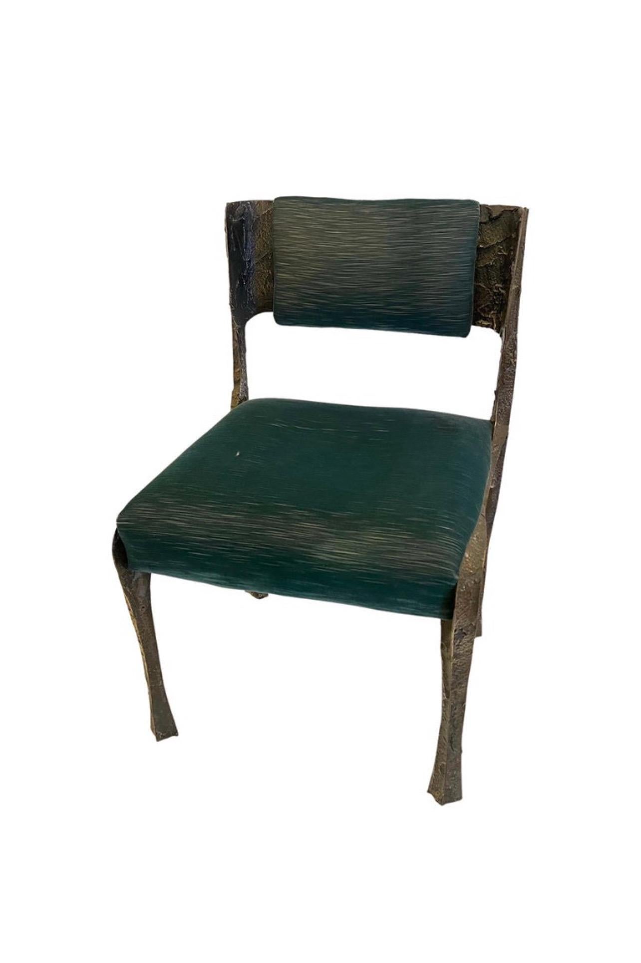 Paul Evans Set of 8 Dining Chairs Brutalist in Bronze 1