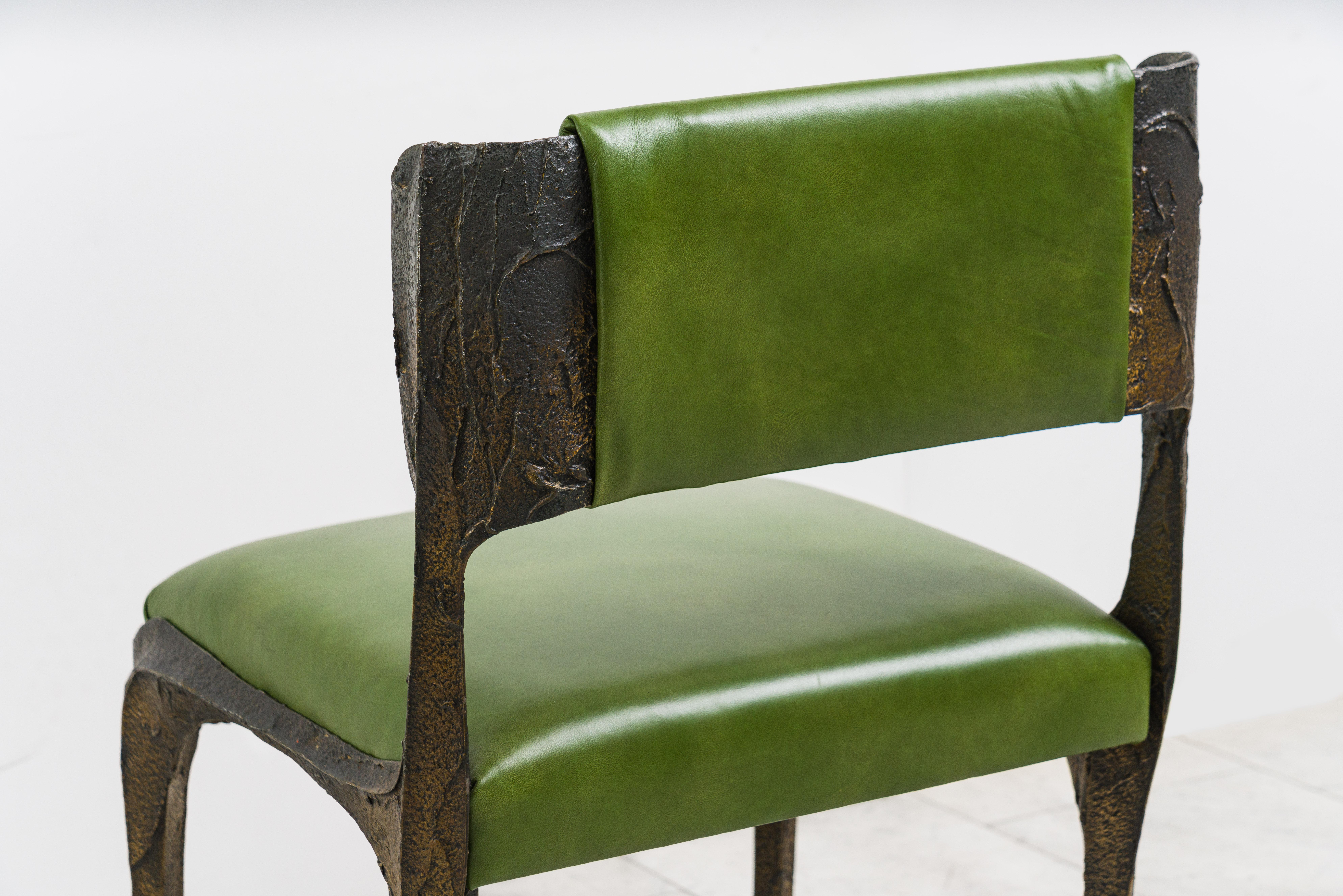 Paul Evans, Set of Four Sculpted Bronze Chairs, USA 2