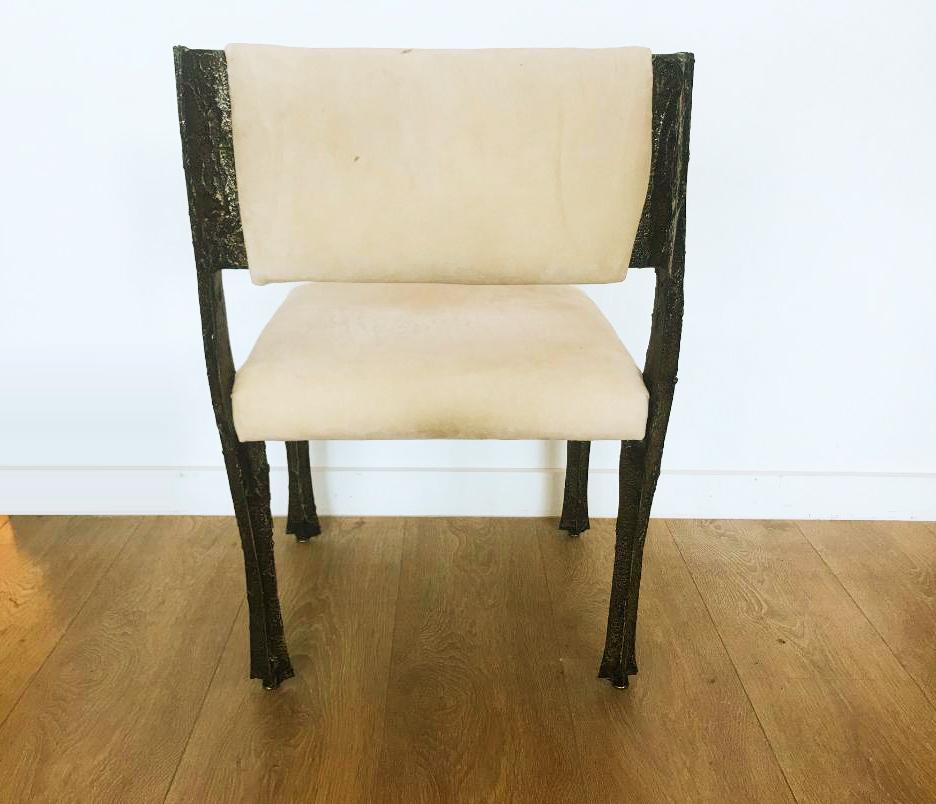Mid-20th Century Paul Evans Set of Six Brutalist Sculpted Bronze Dining Chairs