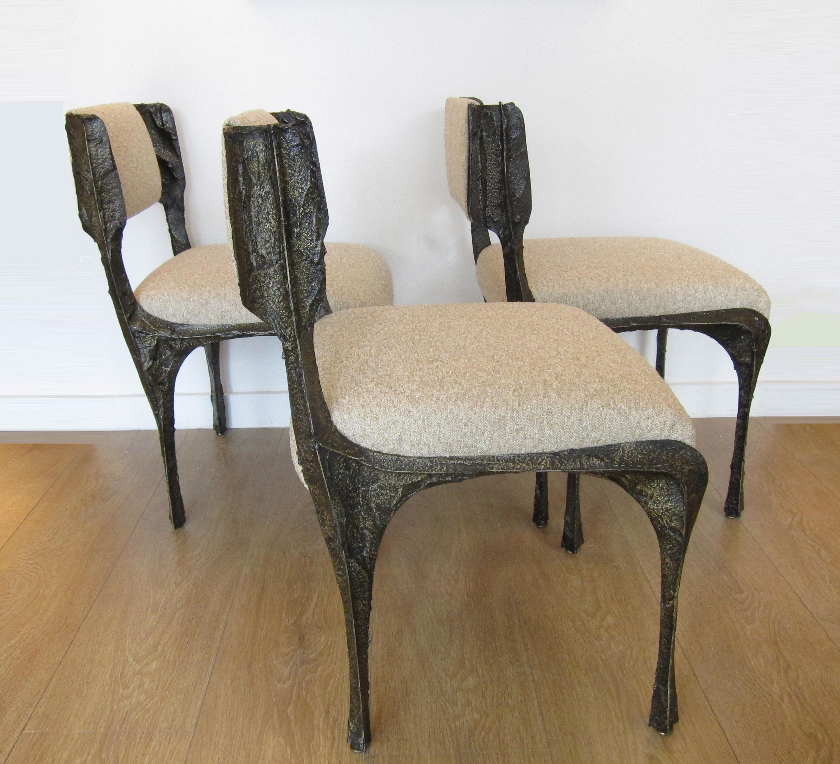 Paul Evans Set of Twelve Brutalist Sculpted Bronze Dining Chairs 1