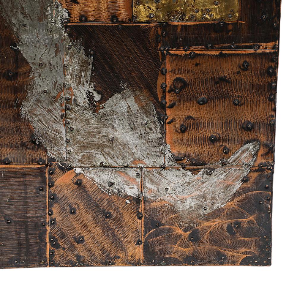 Paul Evans Side Table, Copper, Bronze, Pewter, Patchwork, Slate For Sale 4