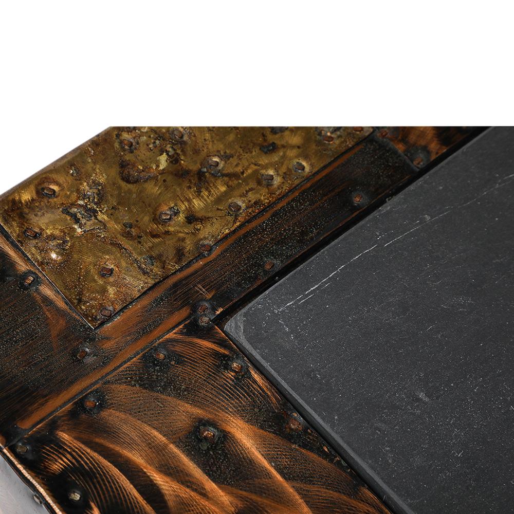 Mid-20th Century Paul Evans Side Table, Copper, Bronze, Pewter, Patchwork, Slate For Sale