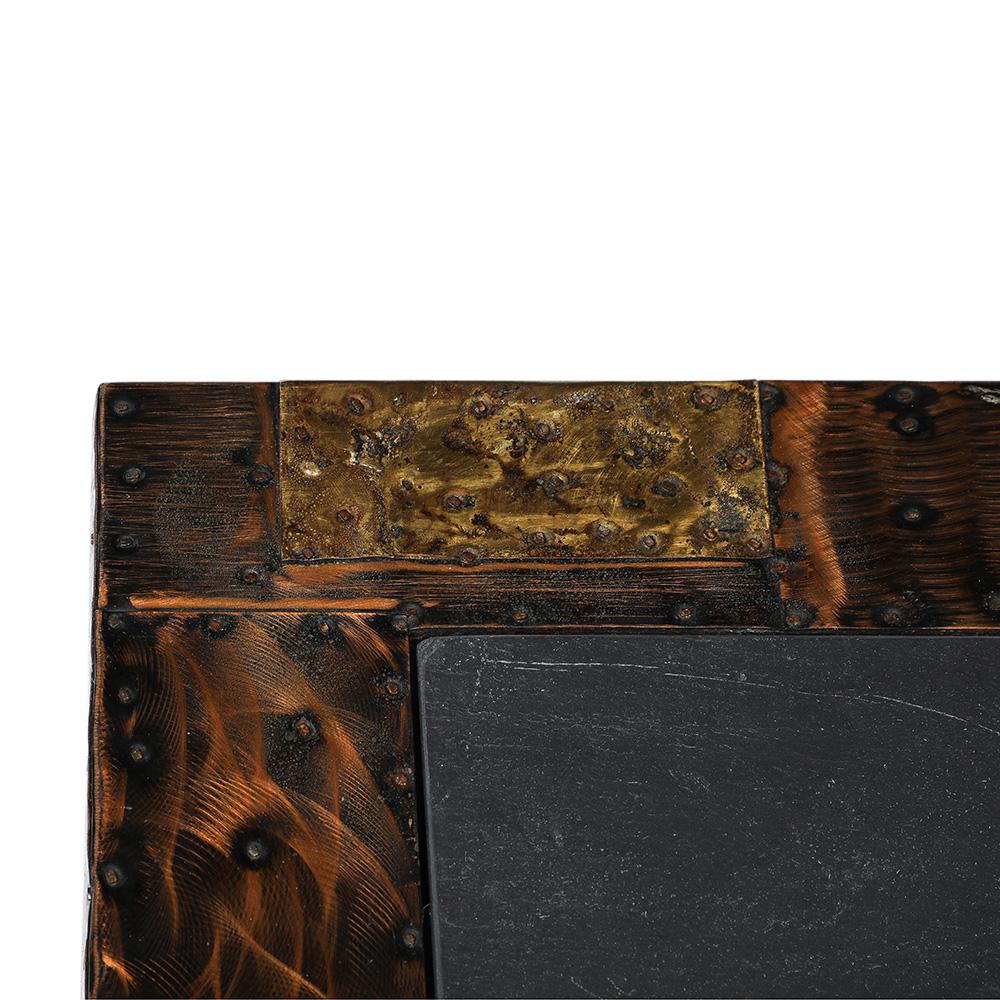 Paul Evans Side Table, Copper, Bronze, Pewter, Patchwork, Slate For Sale 1