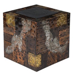 Paul Evans Side Table, Copper, Bronze, Pewter, Patchwork, Slate