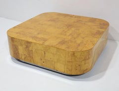 Paul Evans Signed Burl Patchwork Cocktail Table, 48" Square