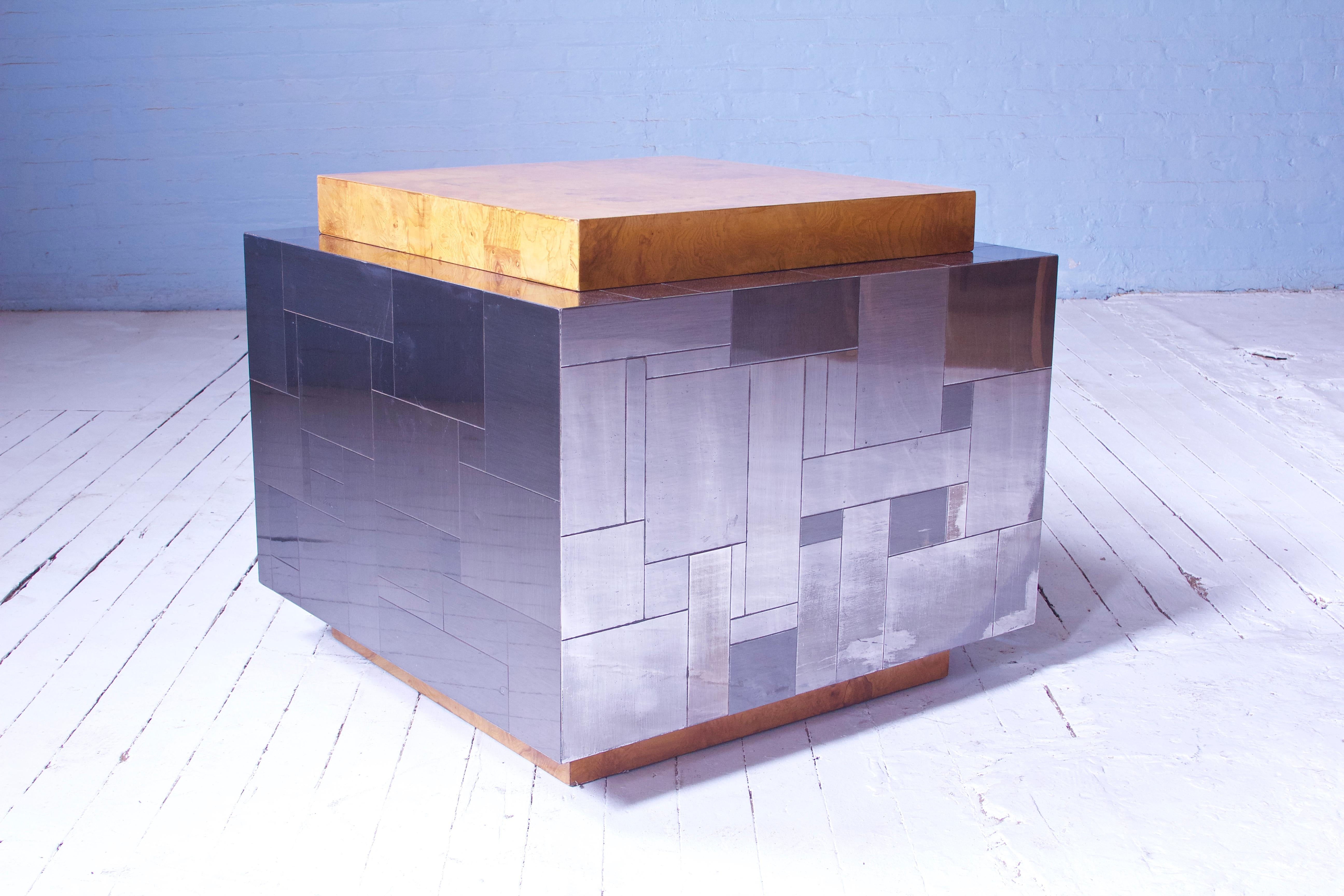 Paul Evans Signed Cityscape Burlwood & Mixed Metal Cube Table, 1975 3