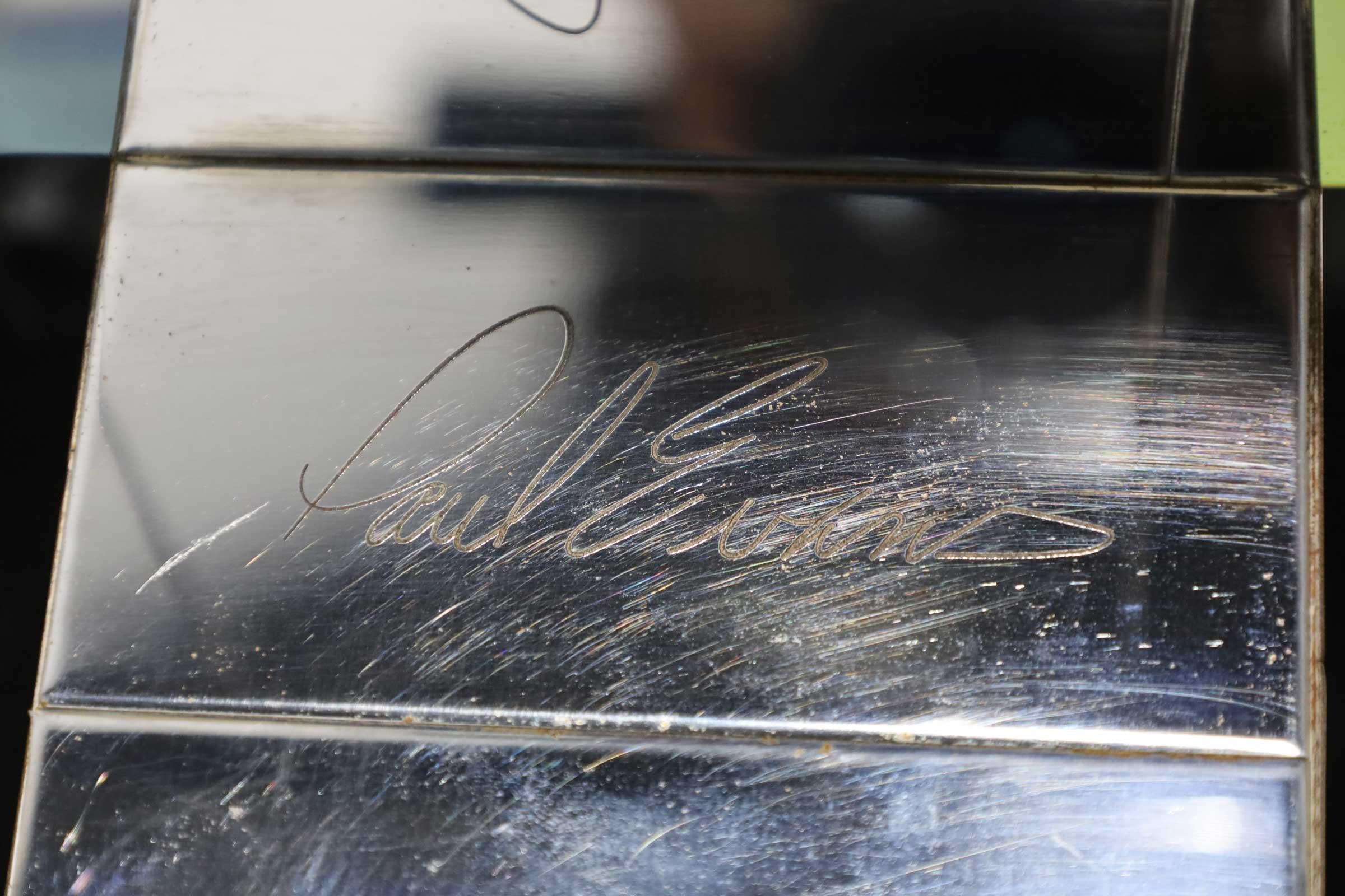 Glass Paul Evans Signed Cityscape Cocktail Table For Sale