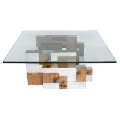 Paul Evans Signed Cityscape Coffee Table Chrome & Burl Mid Century Modern 1960s