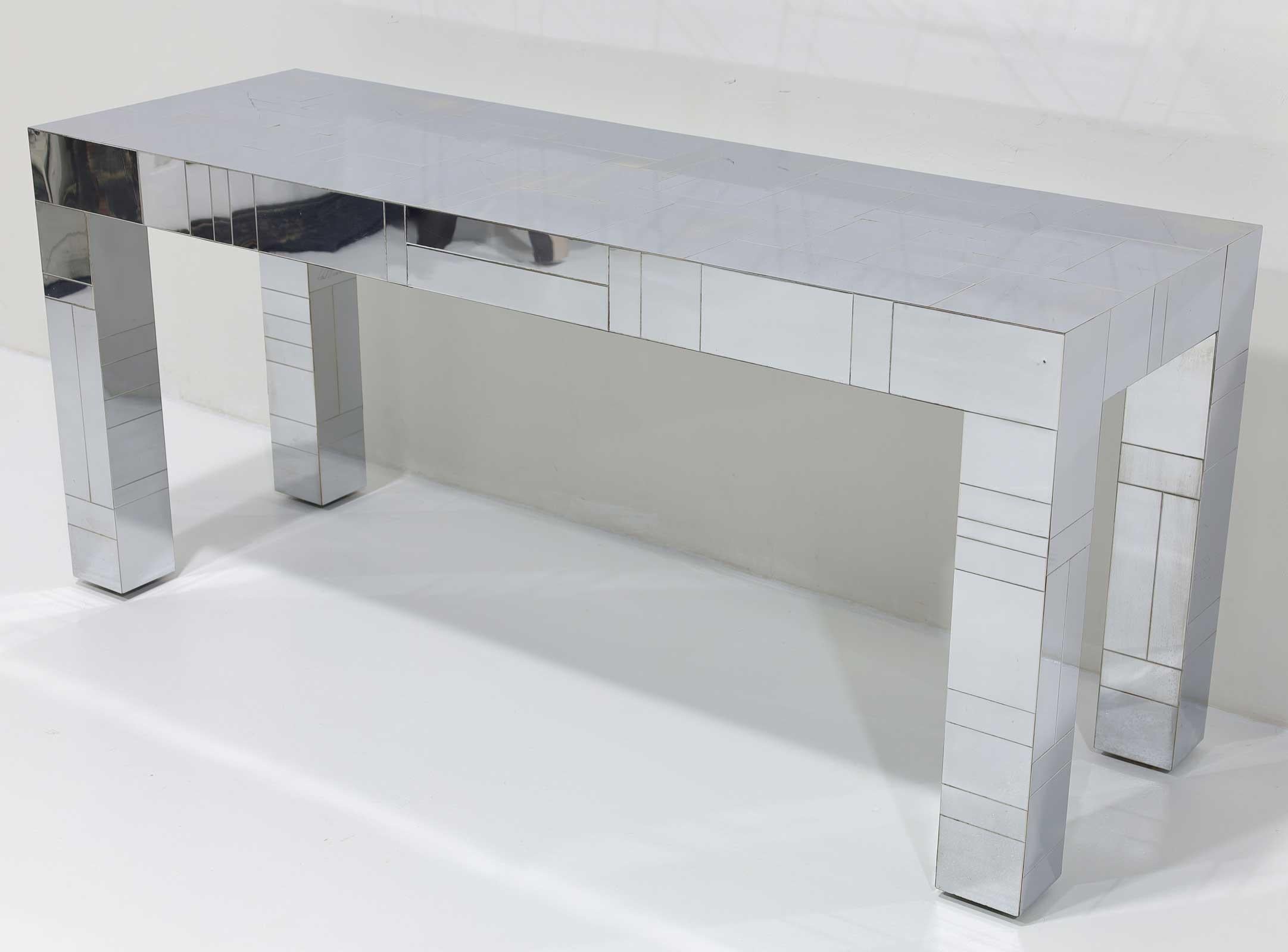 A Paul Evans for Directional Cityscape console table. This gorgeous mid century modern console table is part of the legendary Paul Evans Cityscape series of furniture. All of Paul Evans furniture was produced by a small group of employees in his