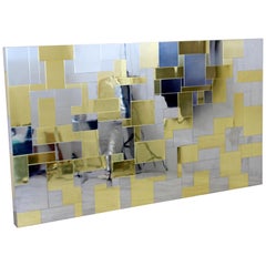 Paul Evans Signed Directional Brass Chrome Cityscape Headboard Wall Sculpture