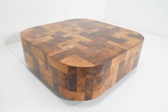 Paul Evans Signed Patchwork Cityscape Burl Wood Cocktail Table