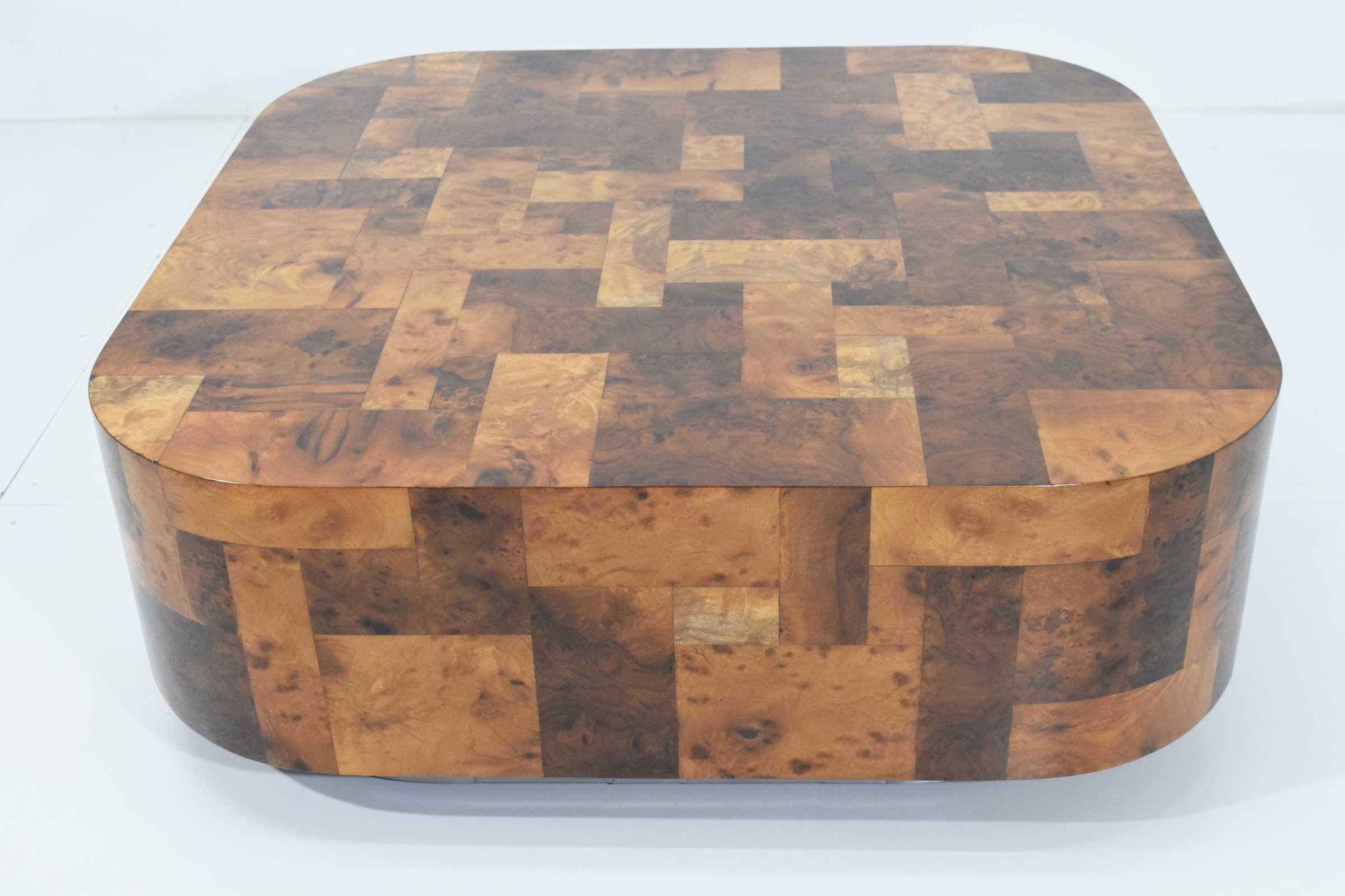 Mid-Century Modern Paul Evans Signed Patchwork Cityscape Burl Wood Cocktail Table