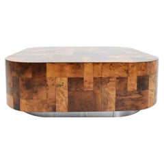 Paul Evans Signed Patchwork Cityscape Burl Wood Cocktail Table