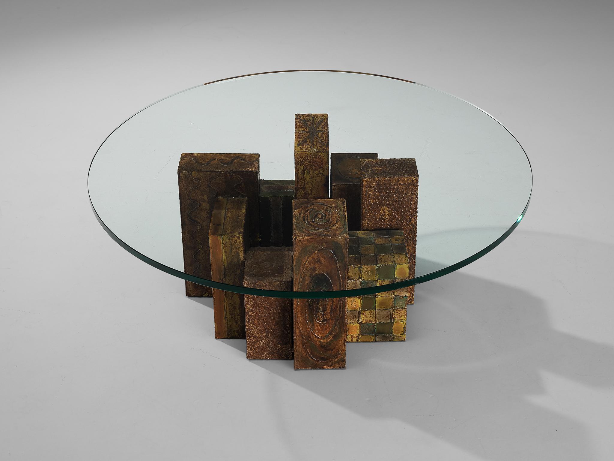 Post-Modern Paul Evans 'Skyline' Coffee Table in Welded and Patinated Steel  For Sale