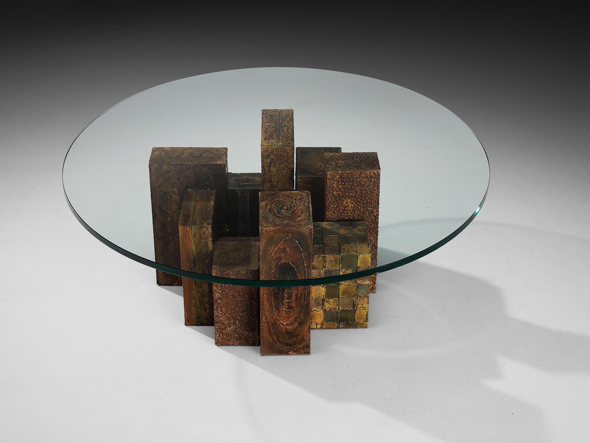 American Paul Evans 'Skyline' Coffee Table in Welded and Patinated Steel For Sale