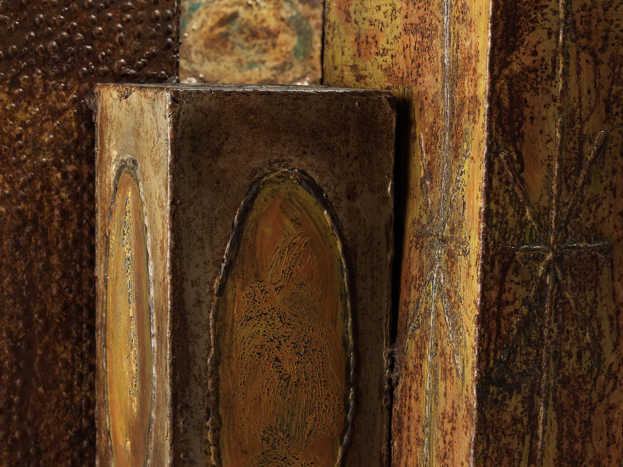 Late 20th Century Paul Evans 'Skyline' Coffee Table in Welded and Patinated Steel For Sale