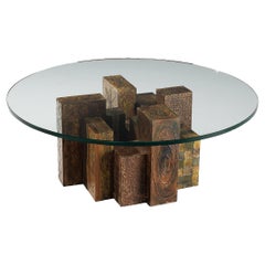 Vintage Paul Evans 'Skyline' Coffee Table in Welded and Patinated Steel 