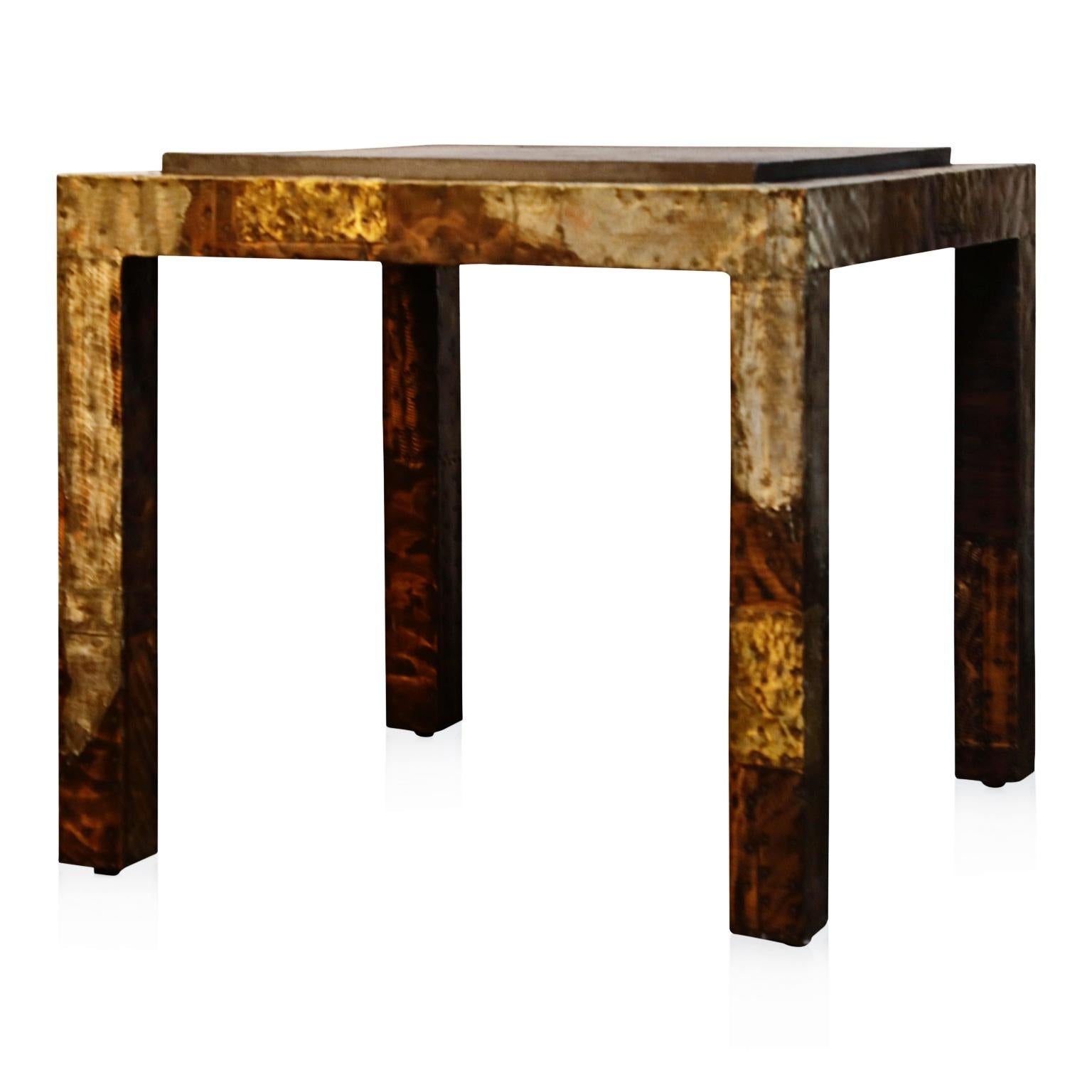 Paul Evans Slate Top Patinated Copper Patchwork Cafe Breakfast Table, 1970s 4