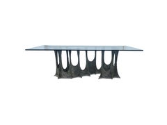 Table de salle à manger Paul Evans en bronze et résine Stalagmite