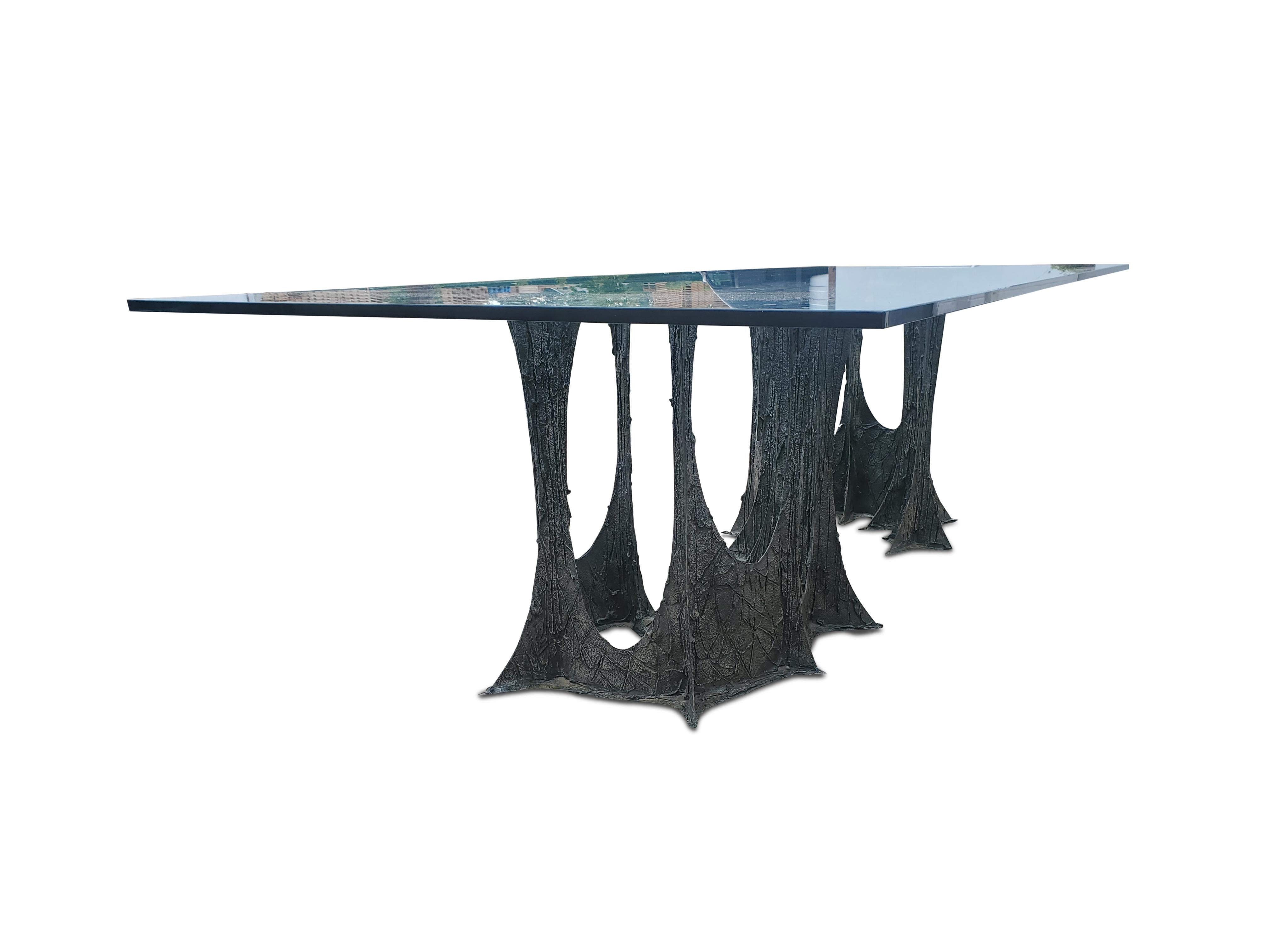 Paul Evans Stalagmite Bronze and Resin Dining Table In Good Condition In Middlesex, NJ