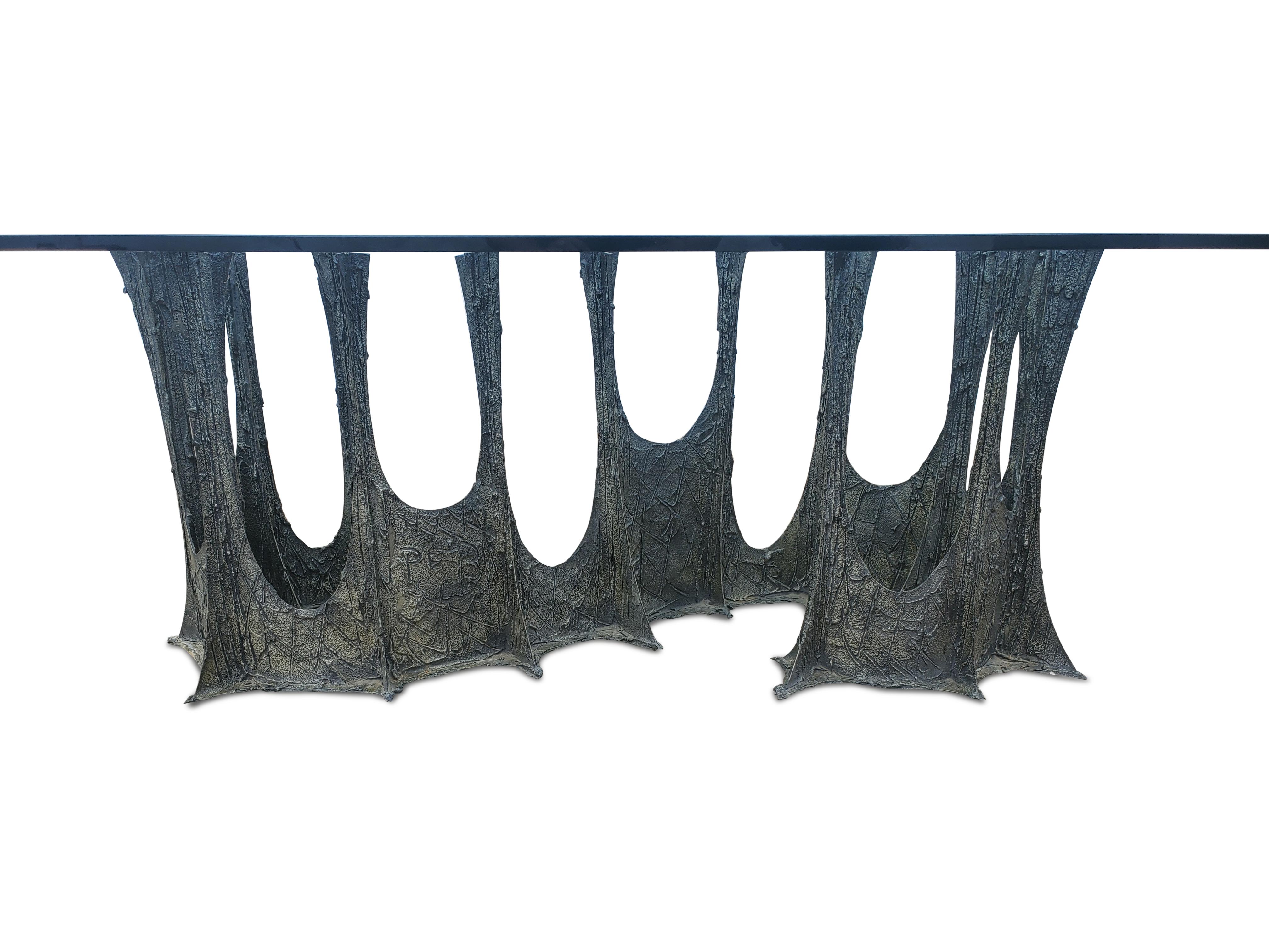 20th Century Paul Evans Stalagmite Bronze and Resin Dining Table