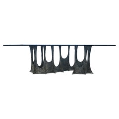 Table de salle à manger Paul Evans en bronze et résine Stalagmite